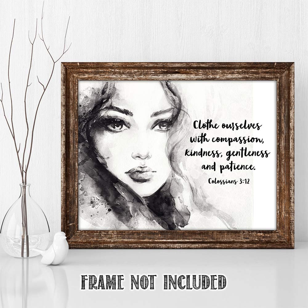 TJ Originals - Inspirational Christian Bible Verse Wall Art Print (Colossians 3:12) - 11x14 Scripture Decor for Home, Office & Church - Perfect Gift for Women, Family & Friends - Birthday, Housewarming & Religious Occasions