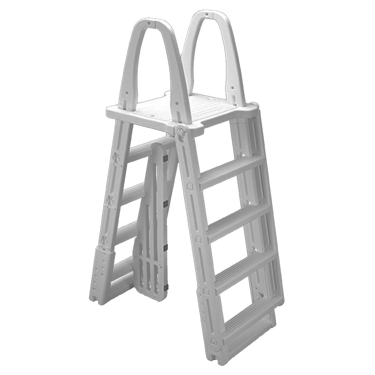 Ocean Blue A-Frame Swing-Up & Lock Pool Ladder with Anti-Entrapment Barrier – Heavy Duty 300 lb Capacity, Adjustable 48-56 Inch, Anti-Slip Steps – Perfect for Above Ground Swimming Pools, Backyard Safety & Easy Pool Access