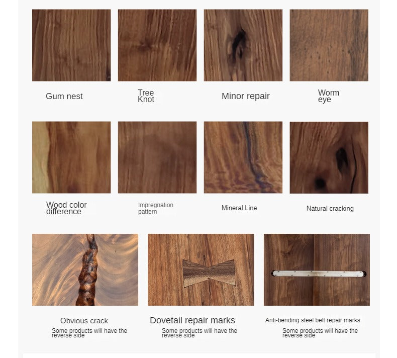 Premium Black Walnut Solid Wood Dining Table with Natural Edge - Large Top for Kitchen, Dining Room & Home Decor