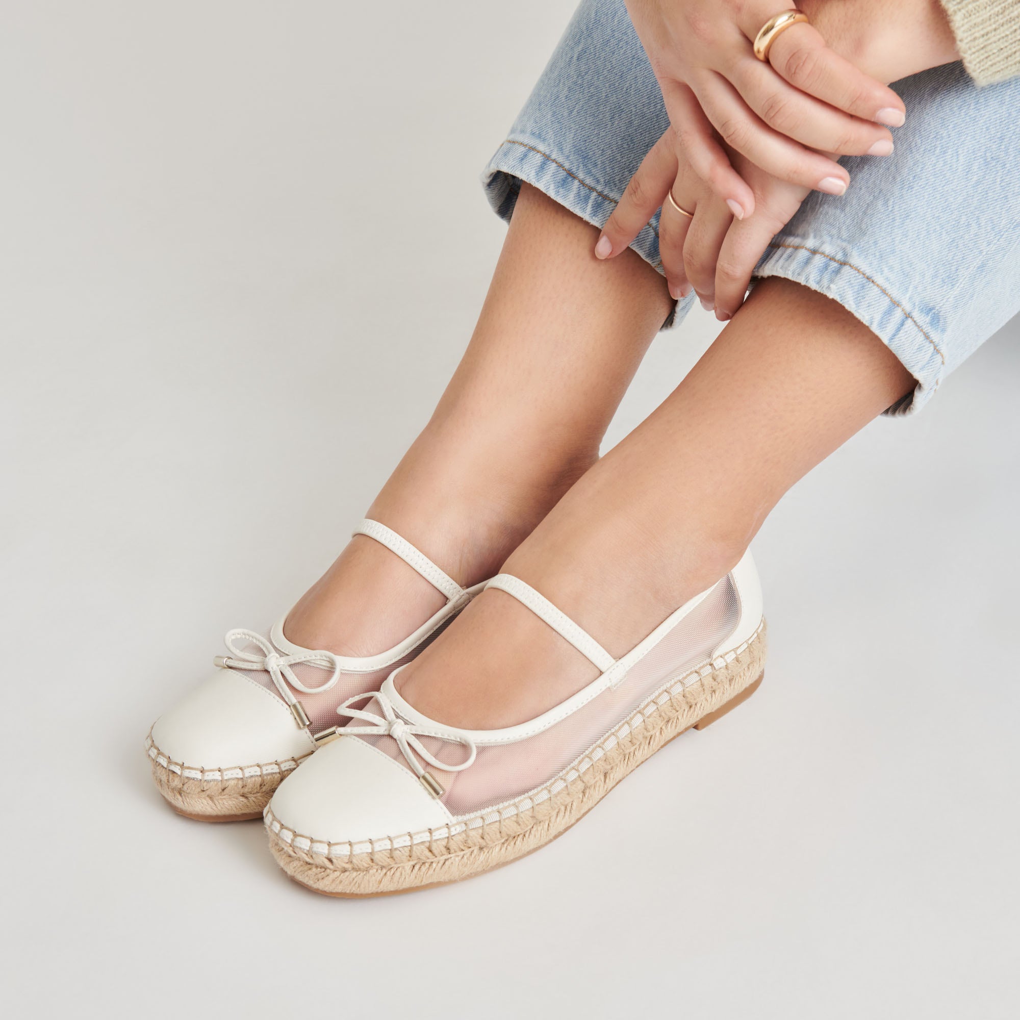 CAMBRE Ballet Flats for Women - White Mesh Comfortable Slip-On Shoes for Casual Wear, Work & Travel