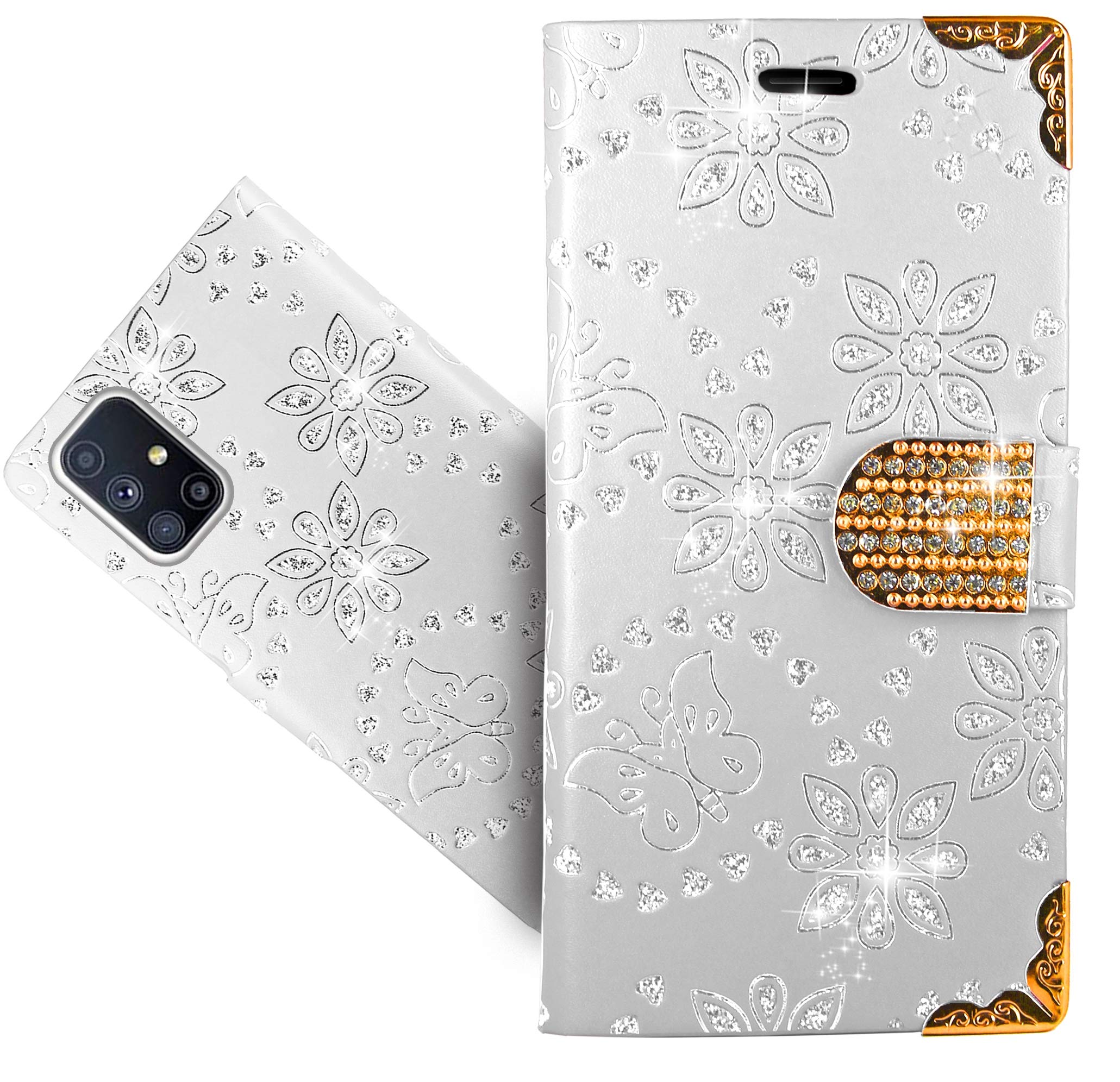 Samsung Galaxy M51 Case - Luxury Diamond Leather Wallet Flip Cover with Kickstand | Protective Phone Case for Samsung Galaxy M51 | Perfect for Work, Travel & Everyday Use