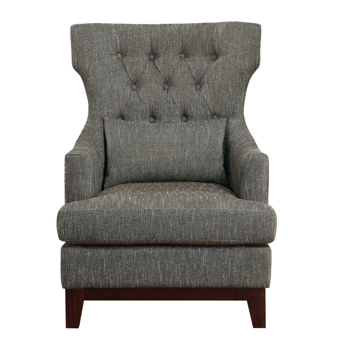 Adriano Collection Brown Grey Accent Chair - Modern Living Room Furniture for Home Office, Lounge & Reading Nook - Comfortable Upholstered Armchair with Wooden Legs