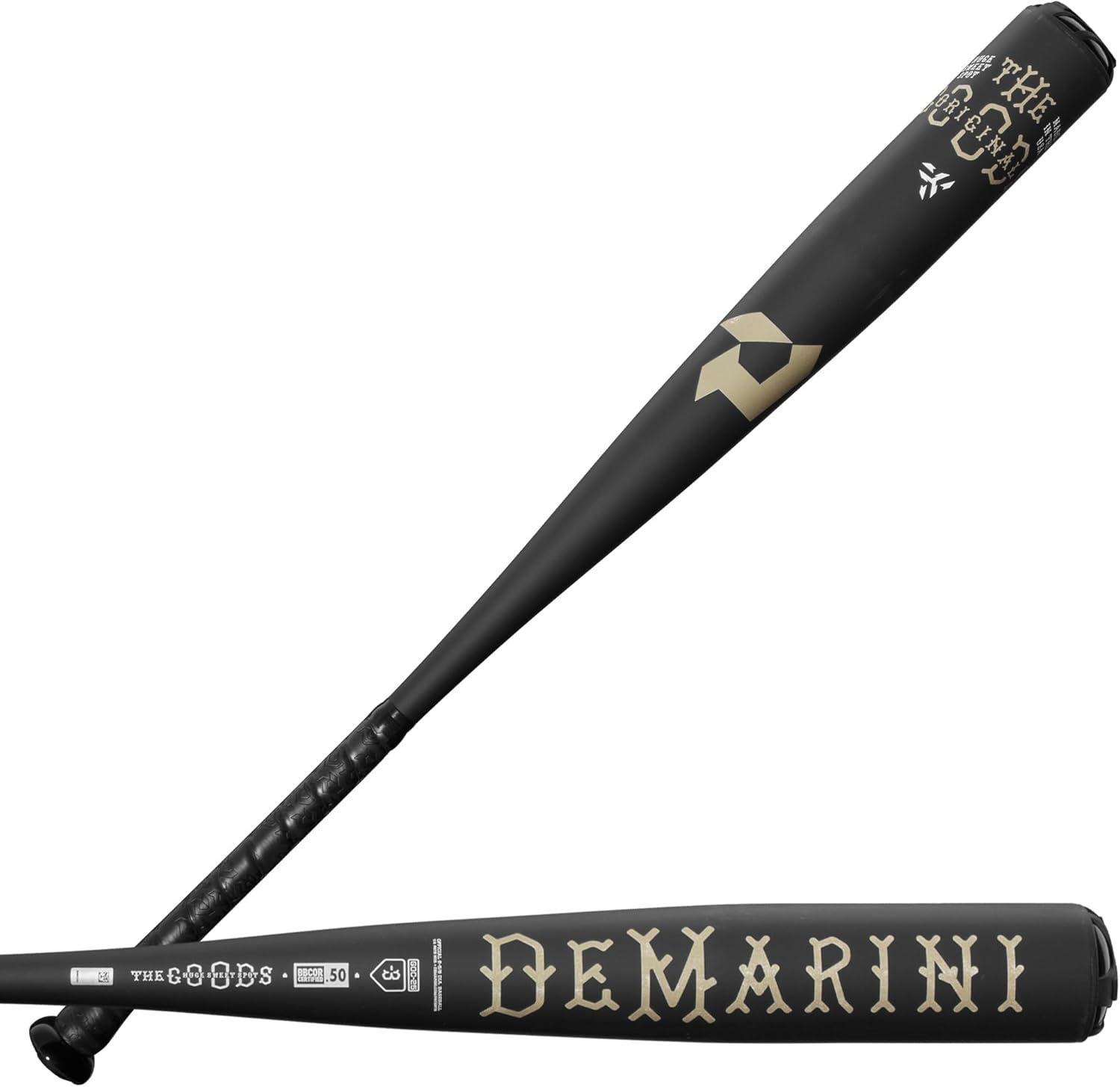 DeMarini 2025 The Goods™ One Piece (3) BBCOR Baseball Bat - Black/Gold - High Performance Baseball Bat for Competitive Players & Tournaments