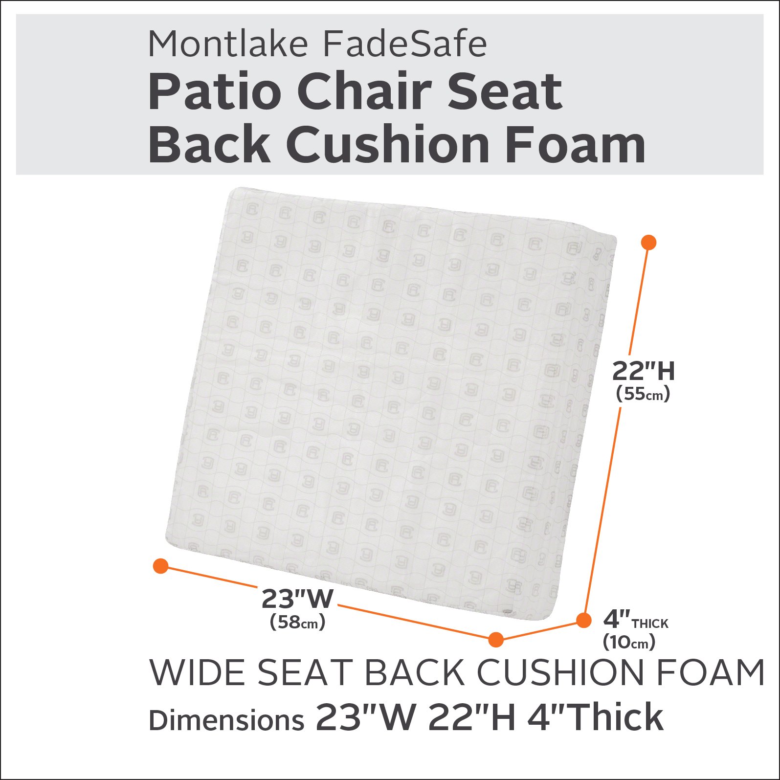 Patio Lounge Back Cushion 23x22x4