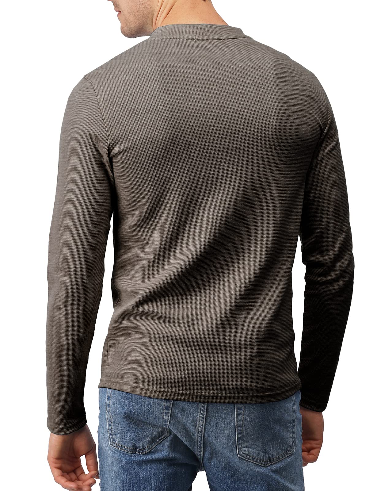 H2H Men's Casual Slim Fit Henley Cotton Shirts Long Sleeve Lightweight Waffle Fabric - Breathable Comfort for Everyday Wear, Work & Outdoor Activities