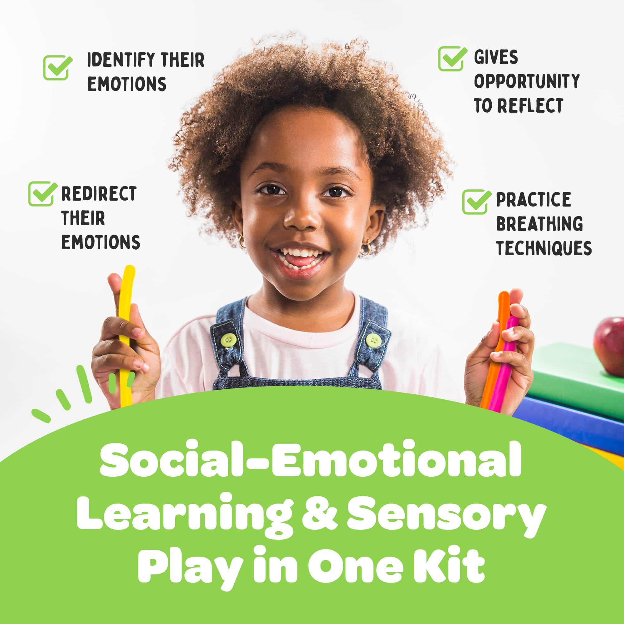 Calm Down Corner Classroom Kit for Kids - Feelings Poster, Emotion Puzzle, Social Emotional Learning Tools, Dry Erase Board & Sensory Fidget Toys | Perfect for Preschool, Kindergarten & Therapy Rooms