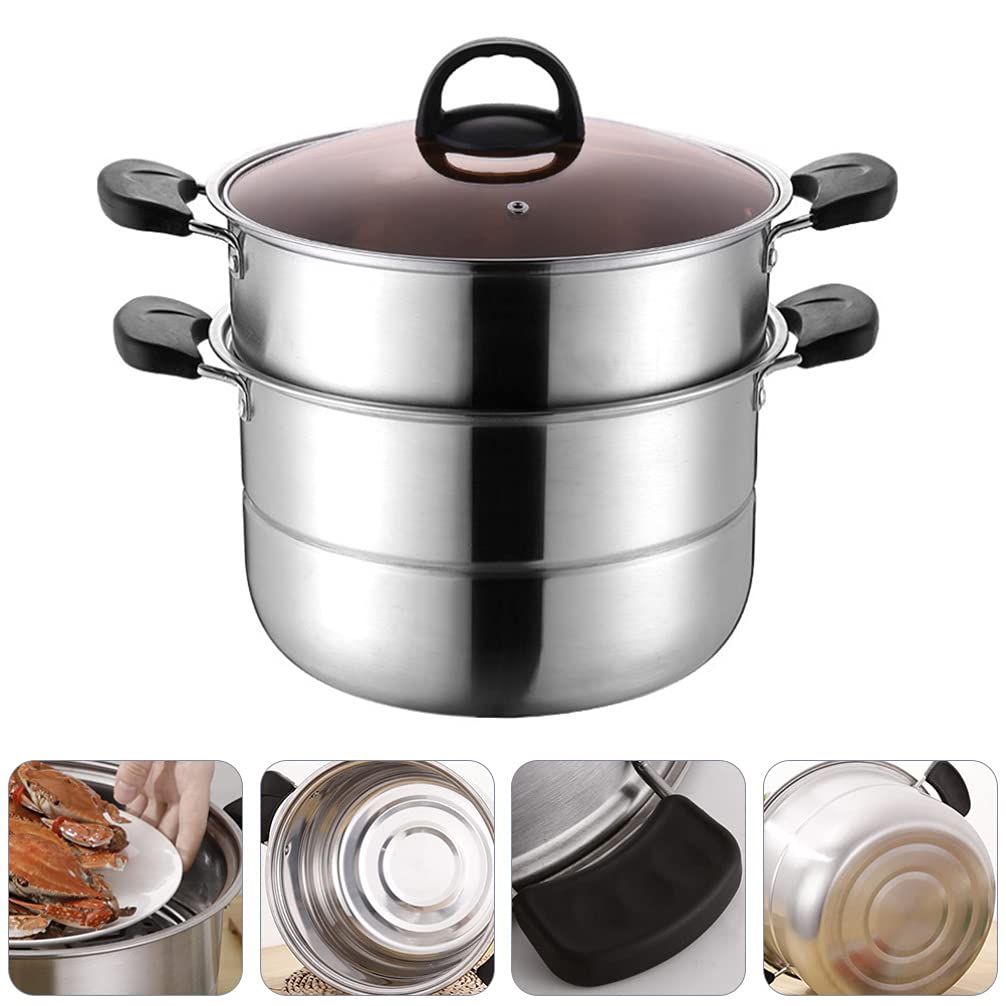1pc Stainless Steel Soup Pot Steamer Pot - Multi-Functional Cooking Pot for Soup, Steaming & Food Prep | Durable Kitchen Cookware Stockpot | Perfect for Home Cooking, Meal Prep & Restaurant Use