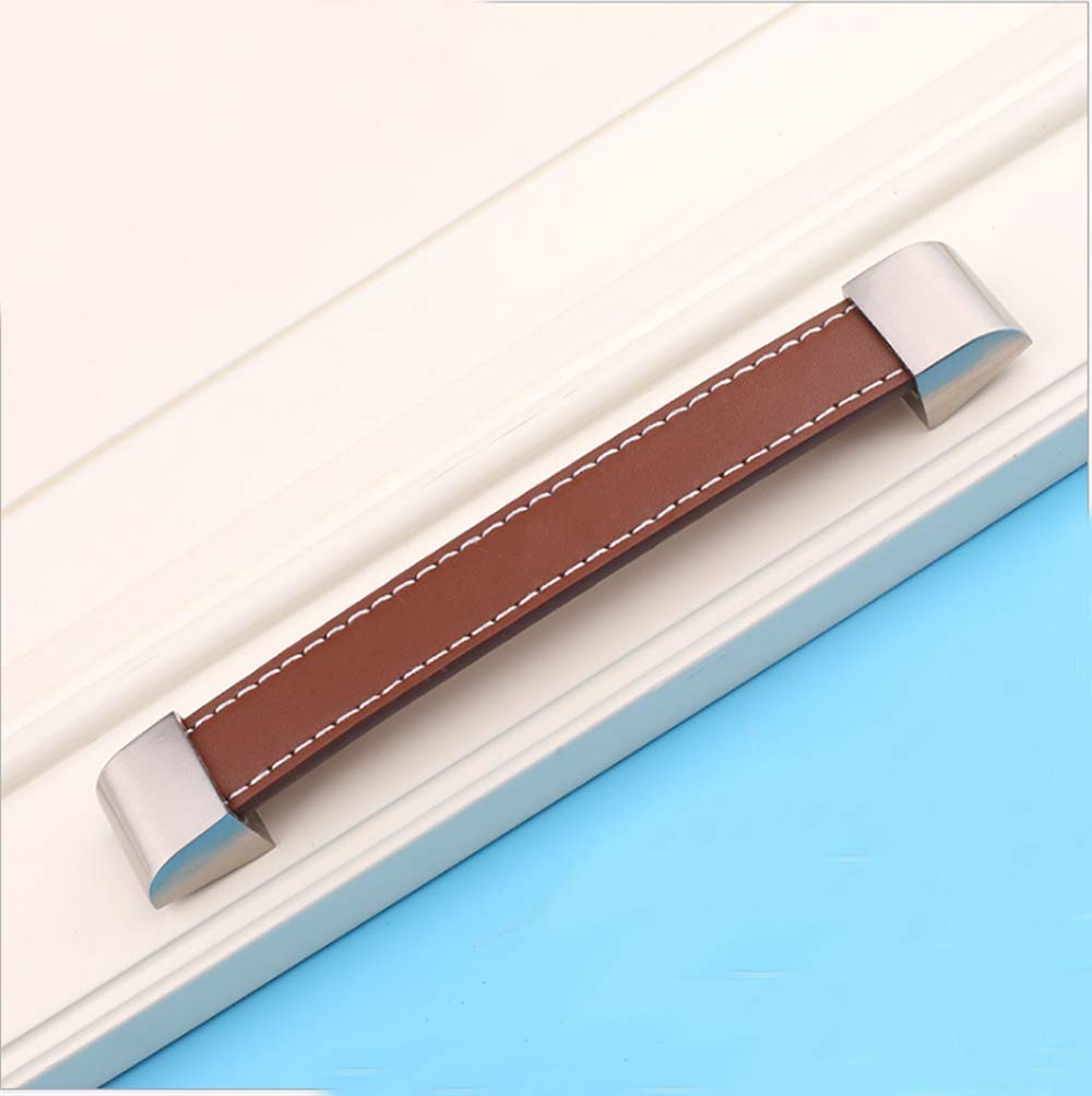 10-Piece Vintage Leather Drawer Handles - 160mm Hole Spacing for Wardrobes, Shoeboxes, Briefcases, Suitcases & Wine Cabinets - Antique Furniture Hardware for DIY Wooden Box & Cabinet Upgrades