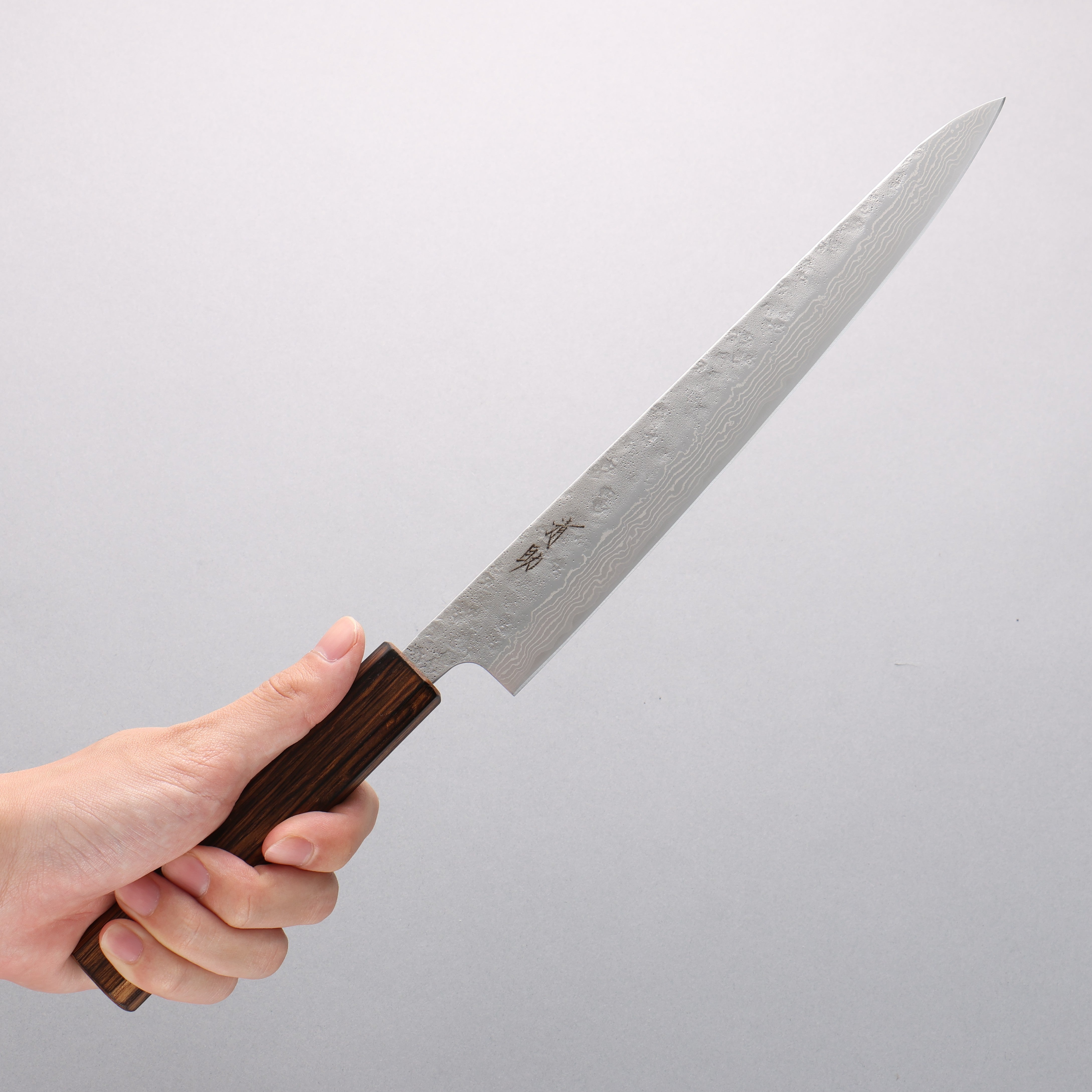Premium 240mm Sujihiki Knife - Seisuke 440C Stainless Steel Hammered Damascus Blade with Oak Handle - Perfect for Slicing Sashimi, Roasts, and Delicate Meats