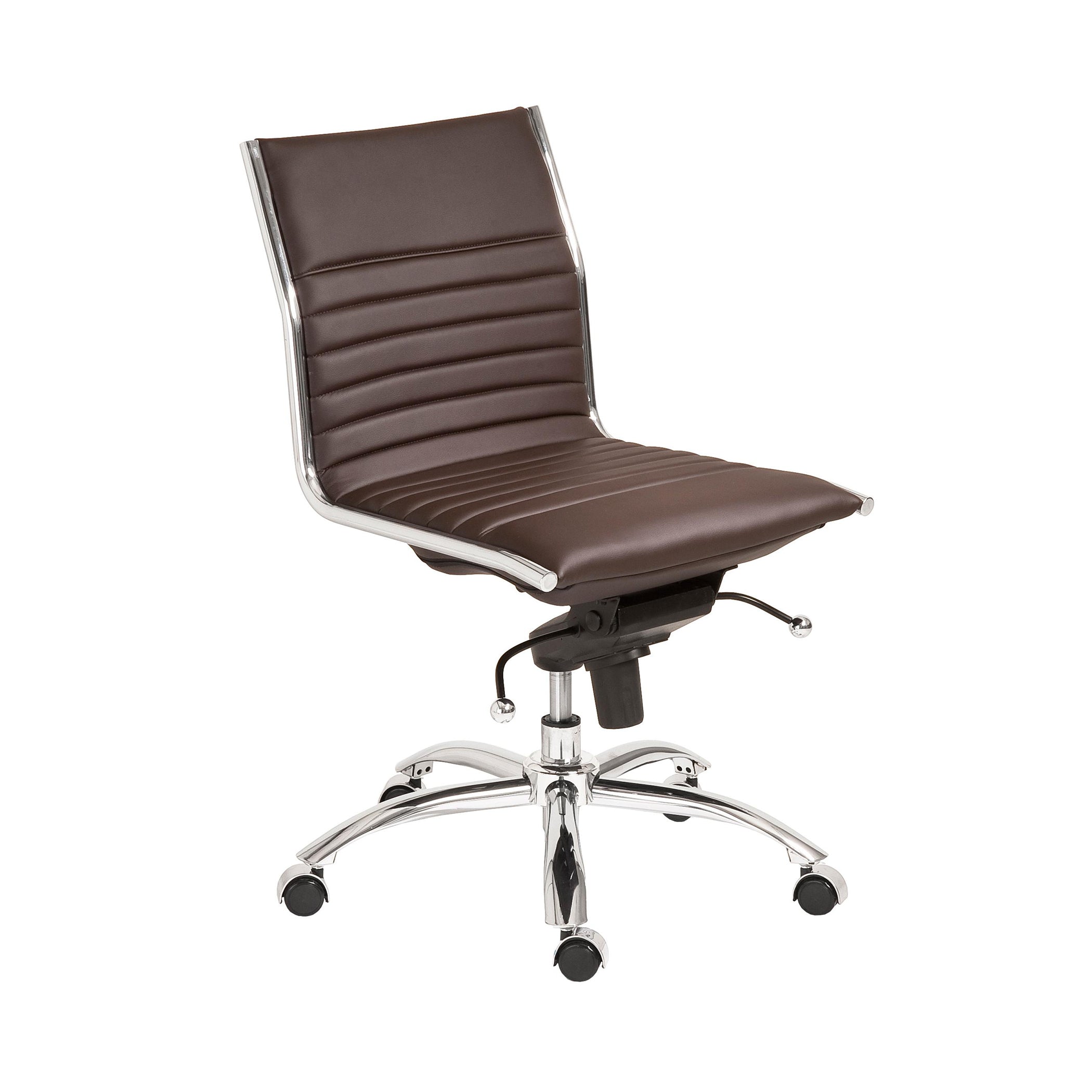 Euro Style Dirk Low Back Office Chair - Armless Ergonomic Design with Chrome Steel Base for Home, Office & Workspace Comfort