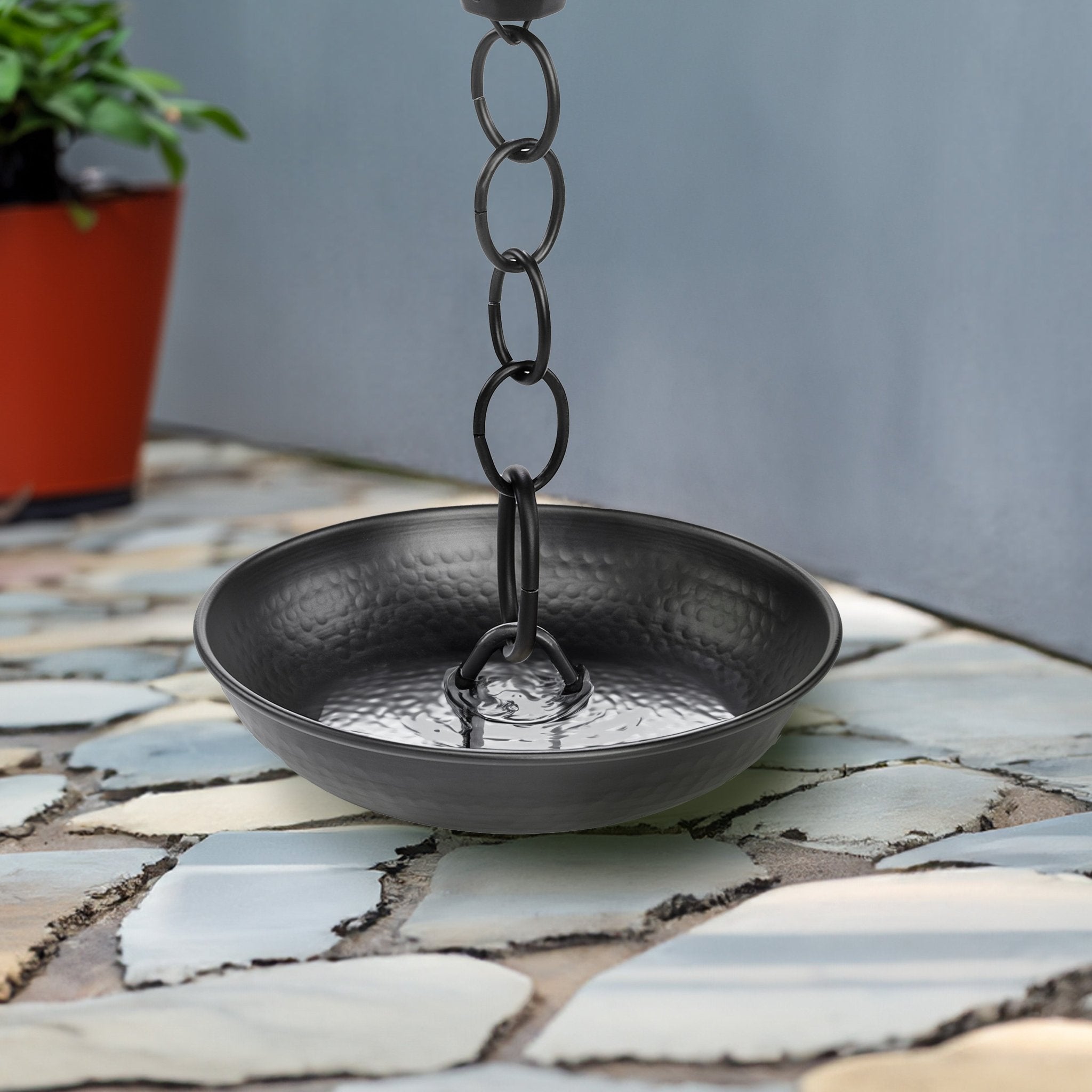 Black Rain Chain Basin - 11 Inch Diameter for Outdoor Garden Drainage & Decoration | Perfect for Downspout Alternatives, Patios, and Landscaping