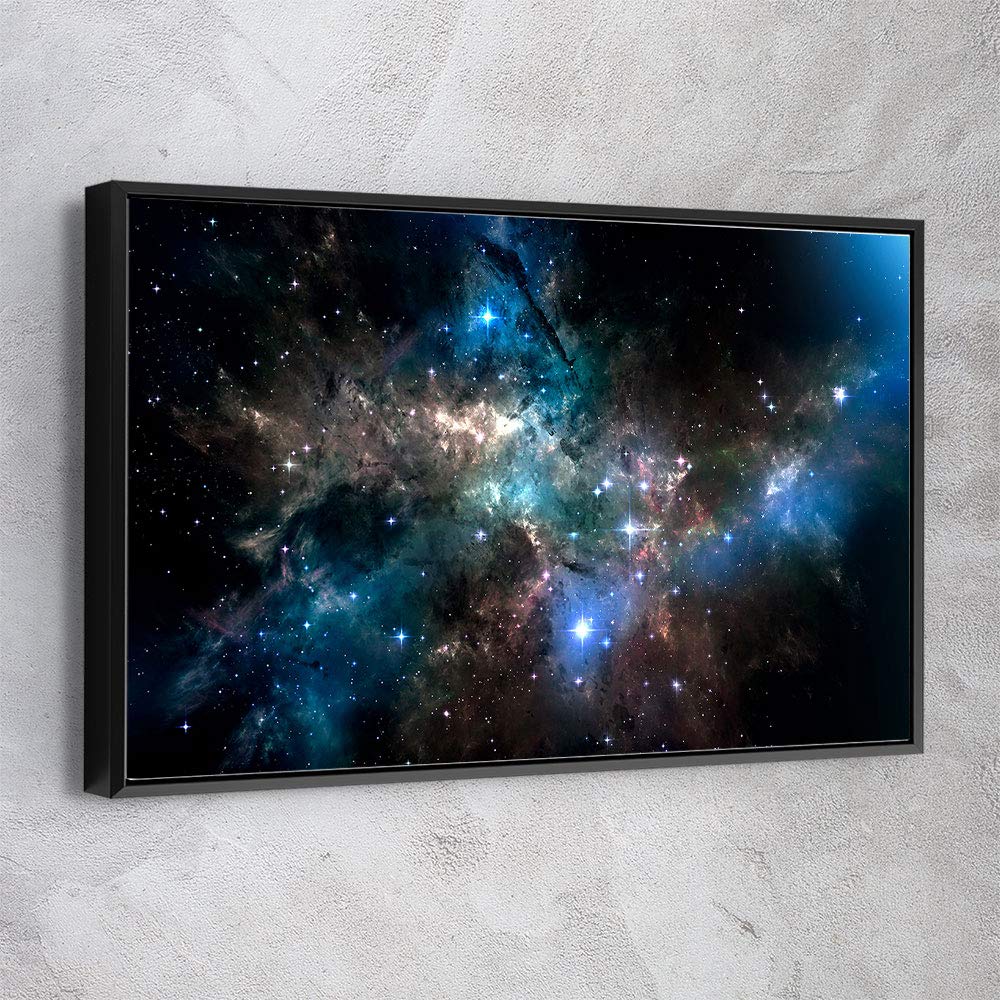 NASA Space Planets Astronomy Solar System Canvas Print Wall Art - Office & Home Decor Ready to Hang - Modern Black Framed Hubble Space Image (24x18 Inches) - Made in USA | Perfect for Living Room, Bedroom or Study Room Decor