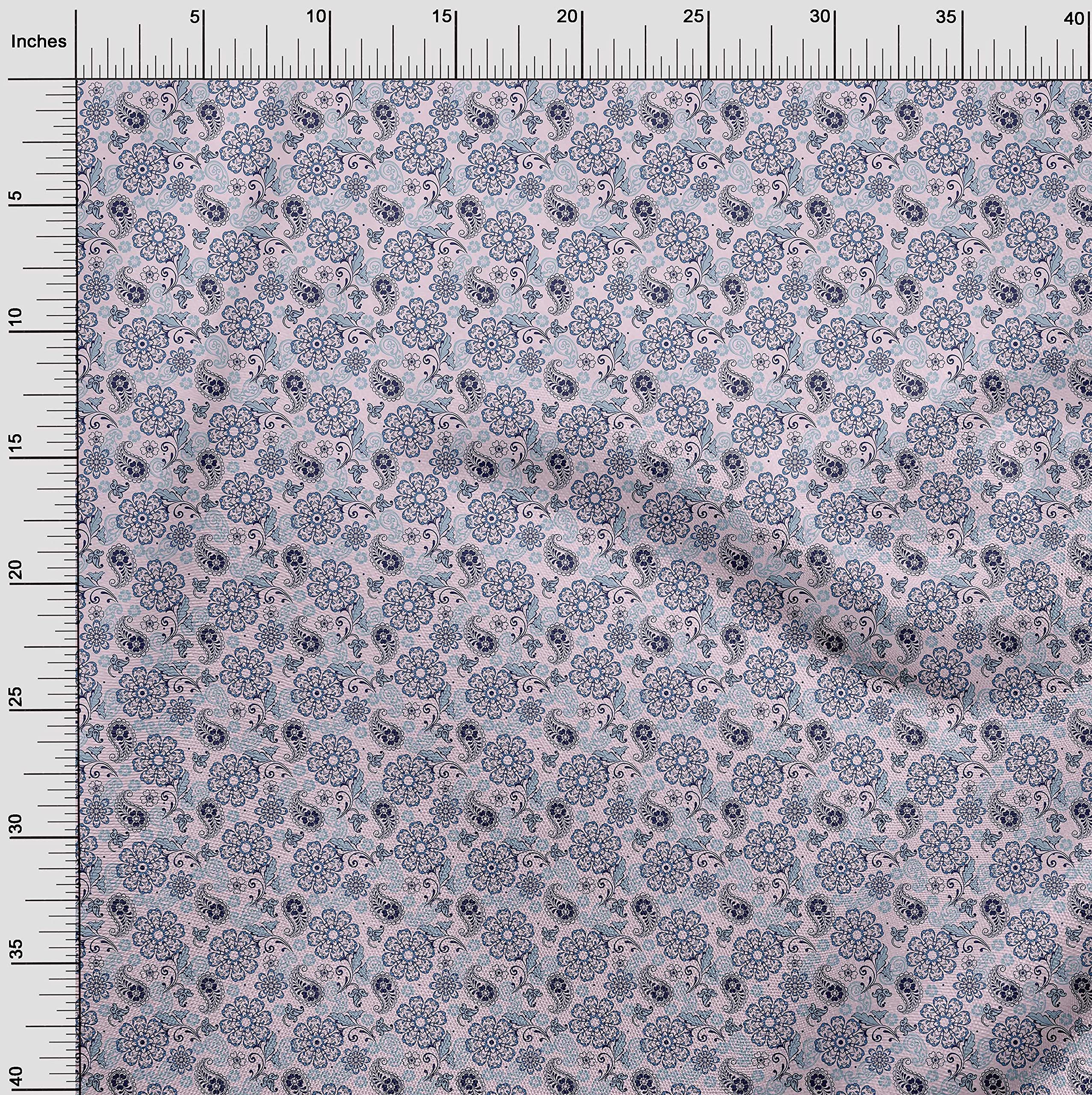 oneOone Cotton Cambric Light Pink Paisley Print Fabric - 56 Inch Wide Dress Material by The Yard | Perfect for DIY Dresses, Skirts, and Home Decor Projects