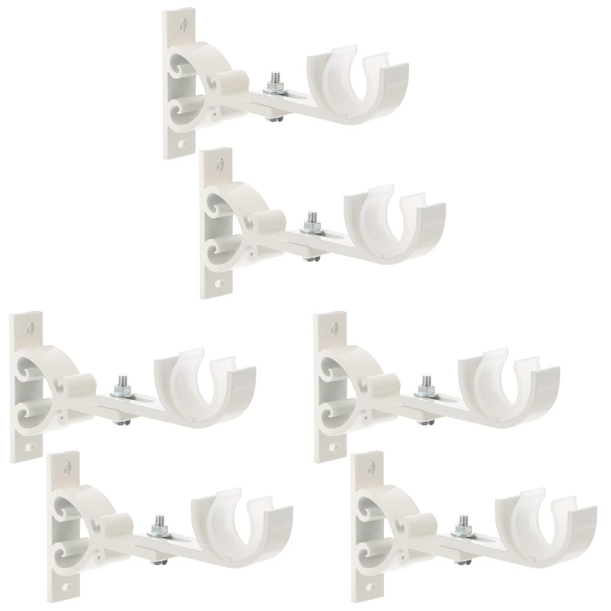 DOITOOL 6 Pack Adjustable Aluminum Alloy Curtain Rod Brackets - Heavy Duty White Curtain Holders for Home Decor, Living Room & Bedroom Window Treatments