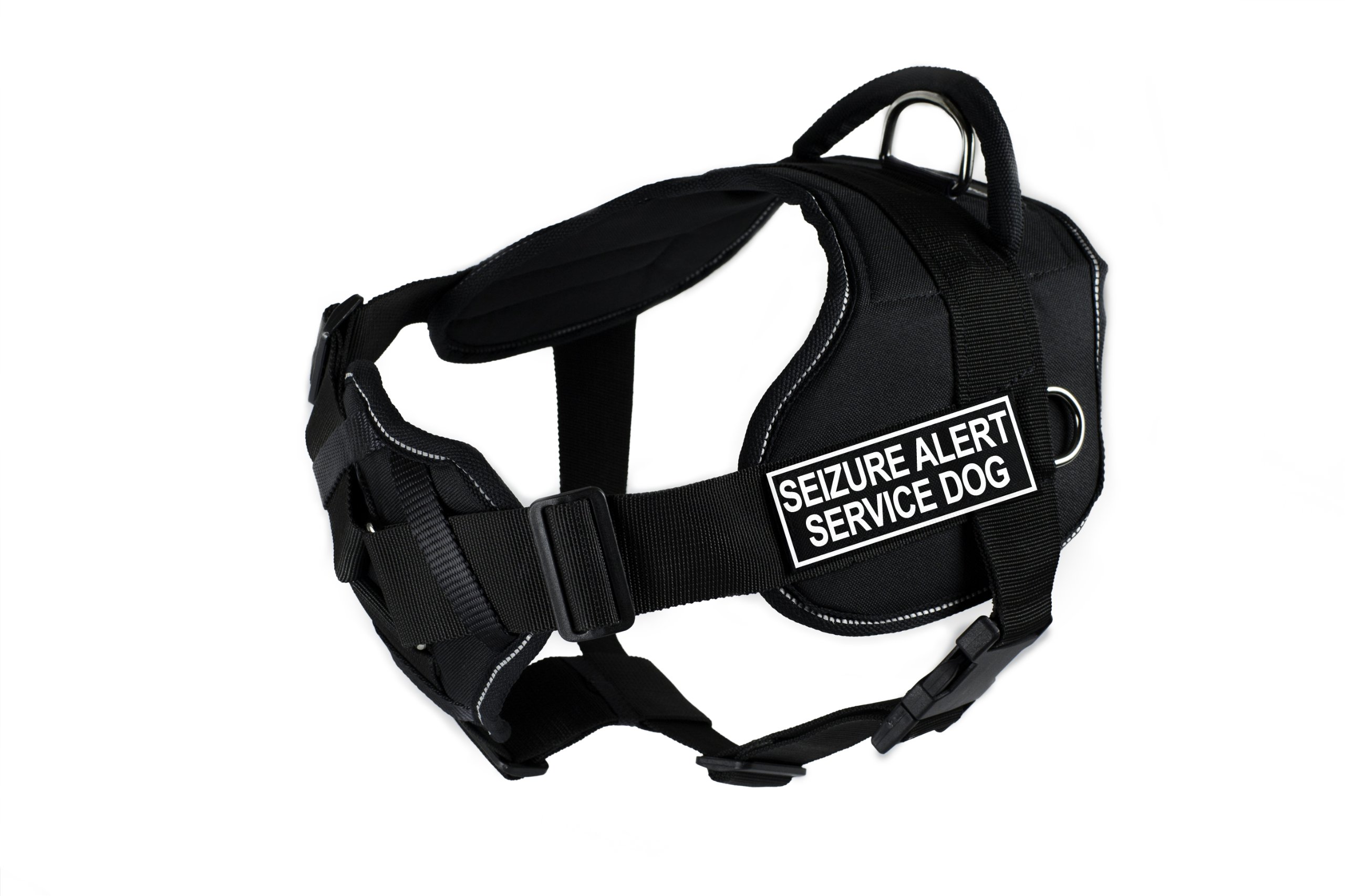 Dean & Tyler D&T FUN-CH SZASD RT-L Padded Service Dog Harness for Seizure Alert - Large Black Reflective Vest | Comfortable Support for Medical Alert Dogs, Therapy & Working Dogs
