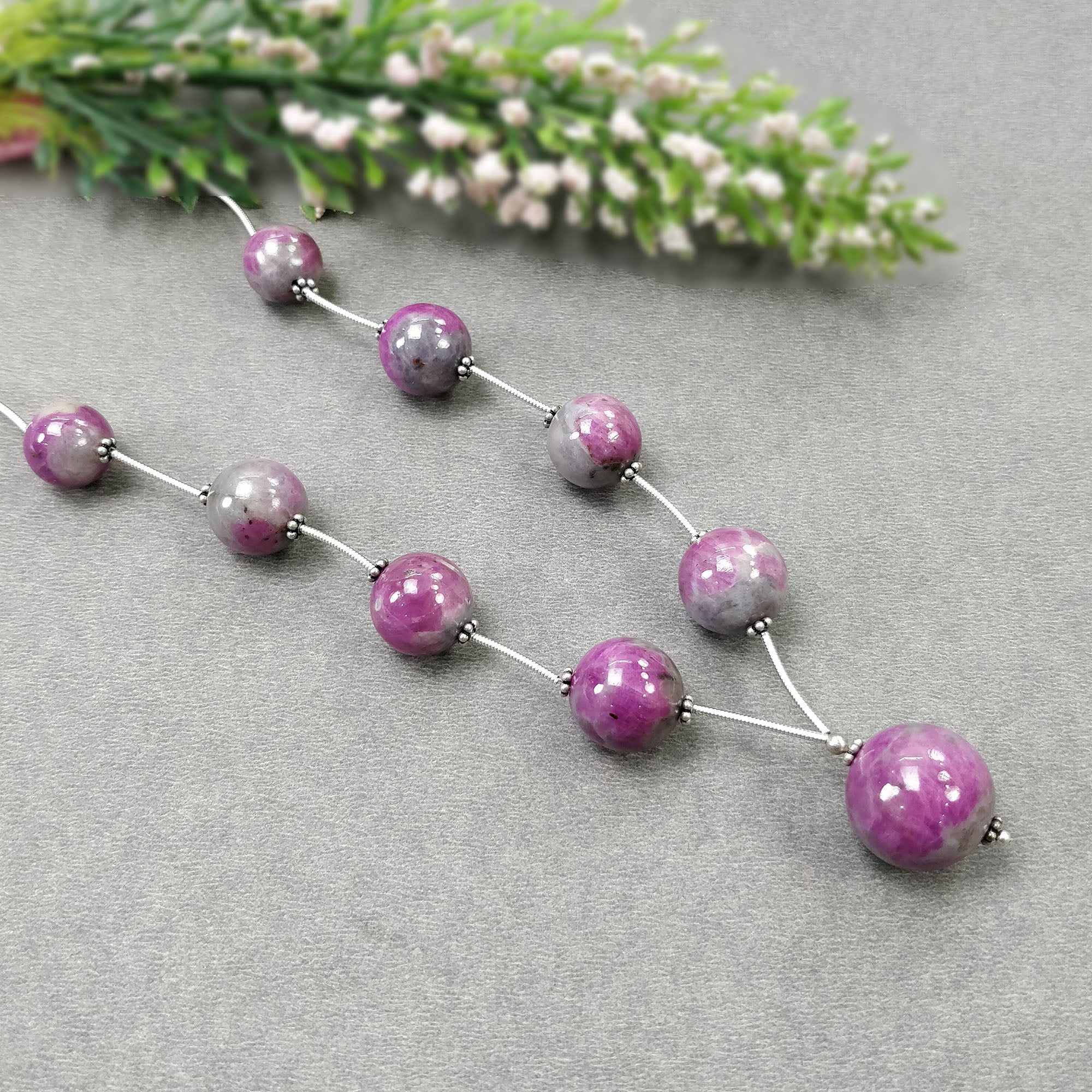 Natural Untreated Bi-Color Zoisite Ruby Loose Beads - 205.20cts Gemstone Balls (11.5mm-16.5mm) for Jewelry Making, DIY Crafts & Healing Crystal Collections