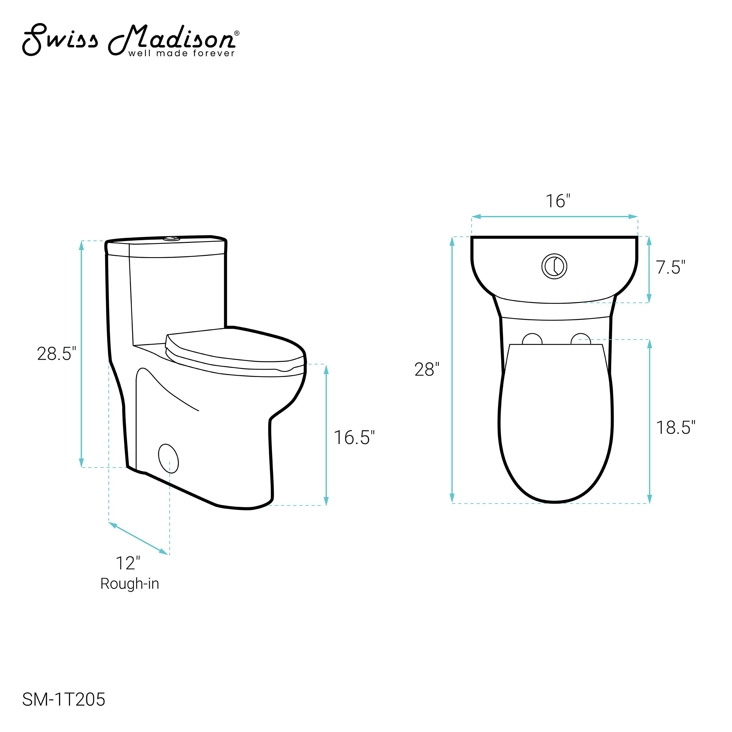 Swiss Madison SM-1T205 Sublime One Piece Elongated Toilet - Dual Flush 0.8/1.28 GPF, Water Efficient, Glossy White - Perfect for Modern Bathrooms & Eco-Friendly Homes