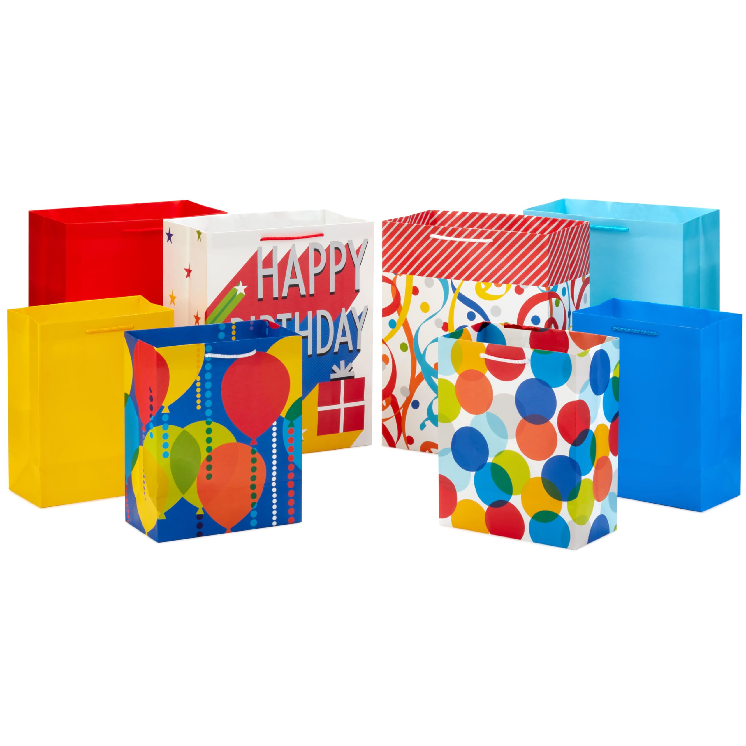 Hallmark Assorted Birthday Gift Bags - 8 Pack (4 Medium 9