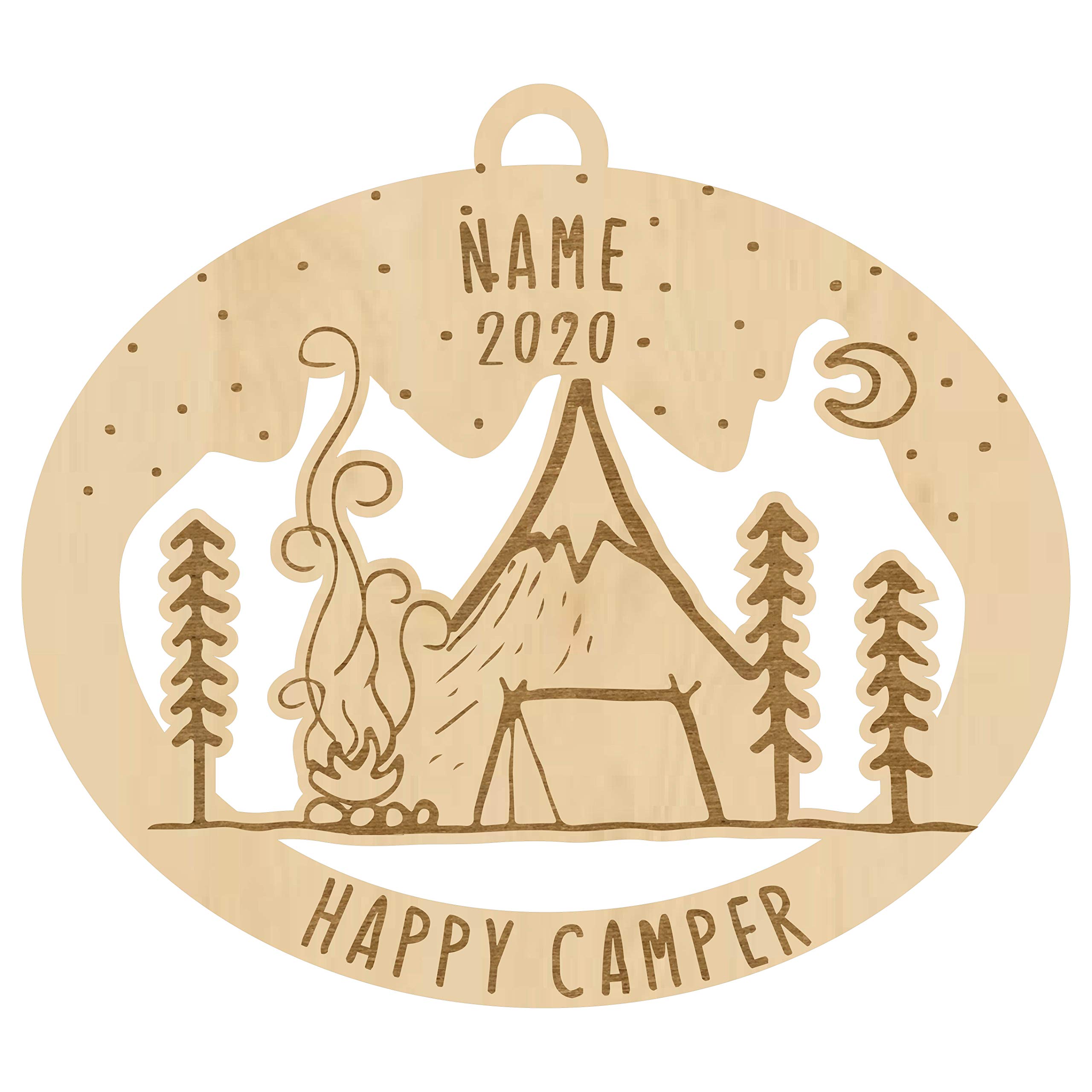 Personalized Camping Christmas Ornament - Custom Happy Camper Tent Decor for Men & Women | Unique Camping Gifts for RV, Hiking & Outdoor Enthusiasts | Perfect for Holiday Tree, Camper Van & Cabin Decorations