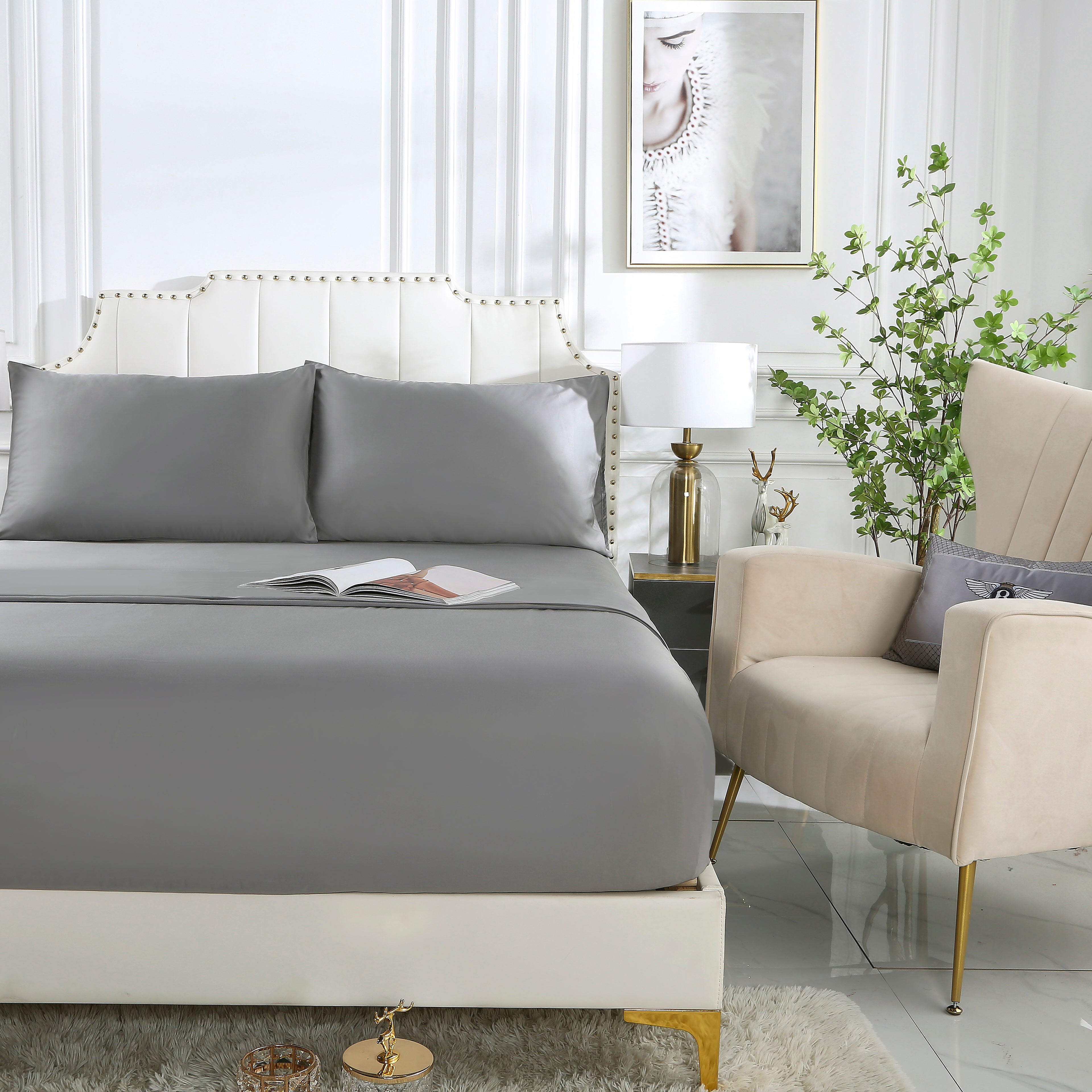 100% Organic Bamboo King Size Sheet Set - Soft, Breathable & Hypoallergenic Bedding for Luxurious Sleep - Perfect for Hot Sleepers & Eco-Conscious Homes