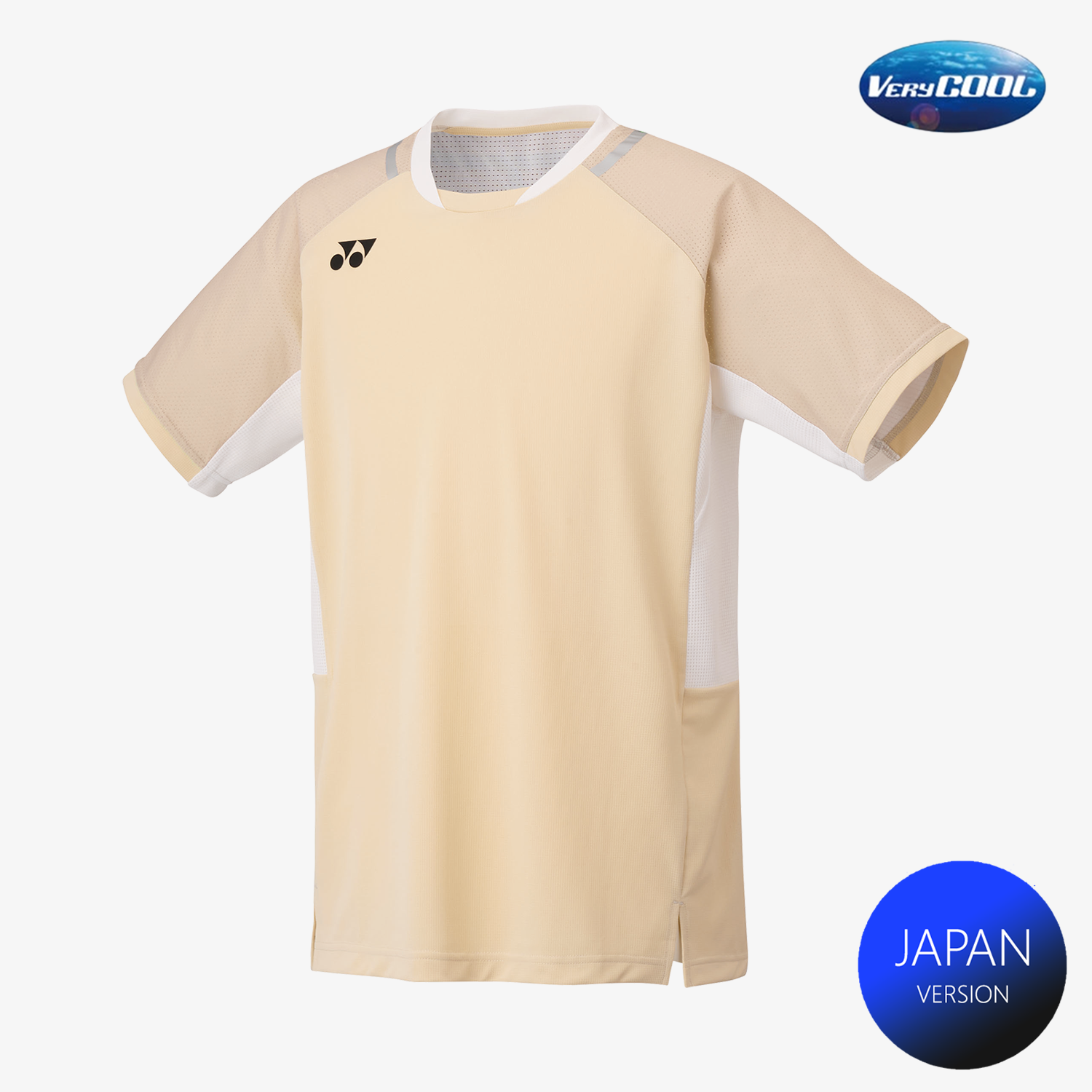 Yonex Men's Crew Neck Shirt 10633 - Ice Beige | Breathable Tennis & Golf Performance Shirt for Men | Perfect for Sports, Gym & Casual Wear