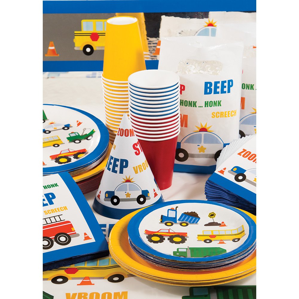 12 oz Plastic Cups - 12-Pack Colorful Traffic Jam Design for Parties, BBQs, and Outdoor Events | Creative Converting Disposable Drinkware