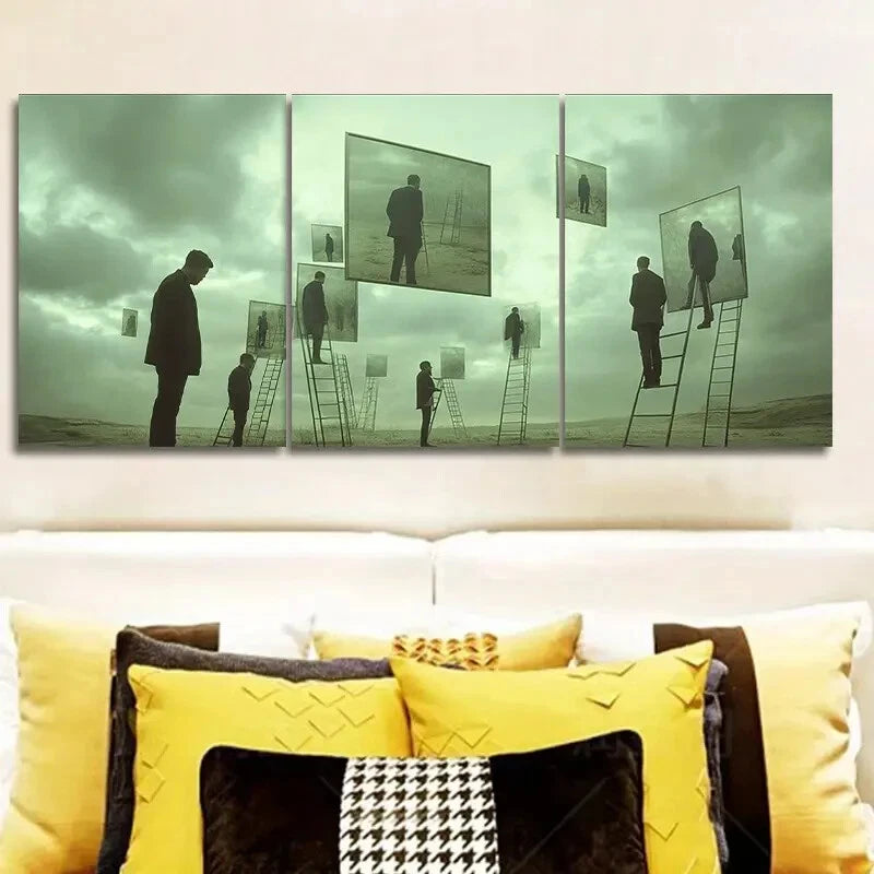 3-Piece Surreal Film Painting Wall Art Set - Framed Canvas 40x60cm (16x24in) | High Quality Print | 100% Australian Made | Ready to Hang | Modern Home & Office Decor | Perfect for Living Room, Bedroom or Gallery Wall