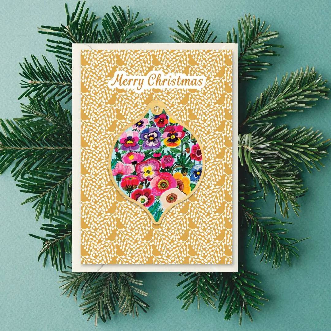 Pansy & Poppy Australian Christmas Card & Bauble Set - Festive Holiday Greeting Cards with Ornament for Xmas Decorations - Perfect for Home, Office & Gift Giving