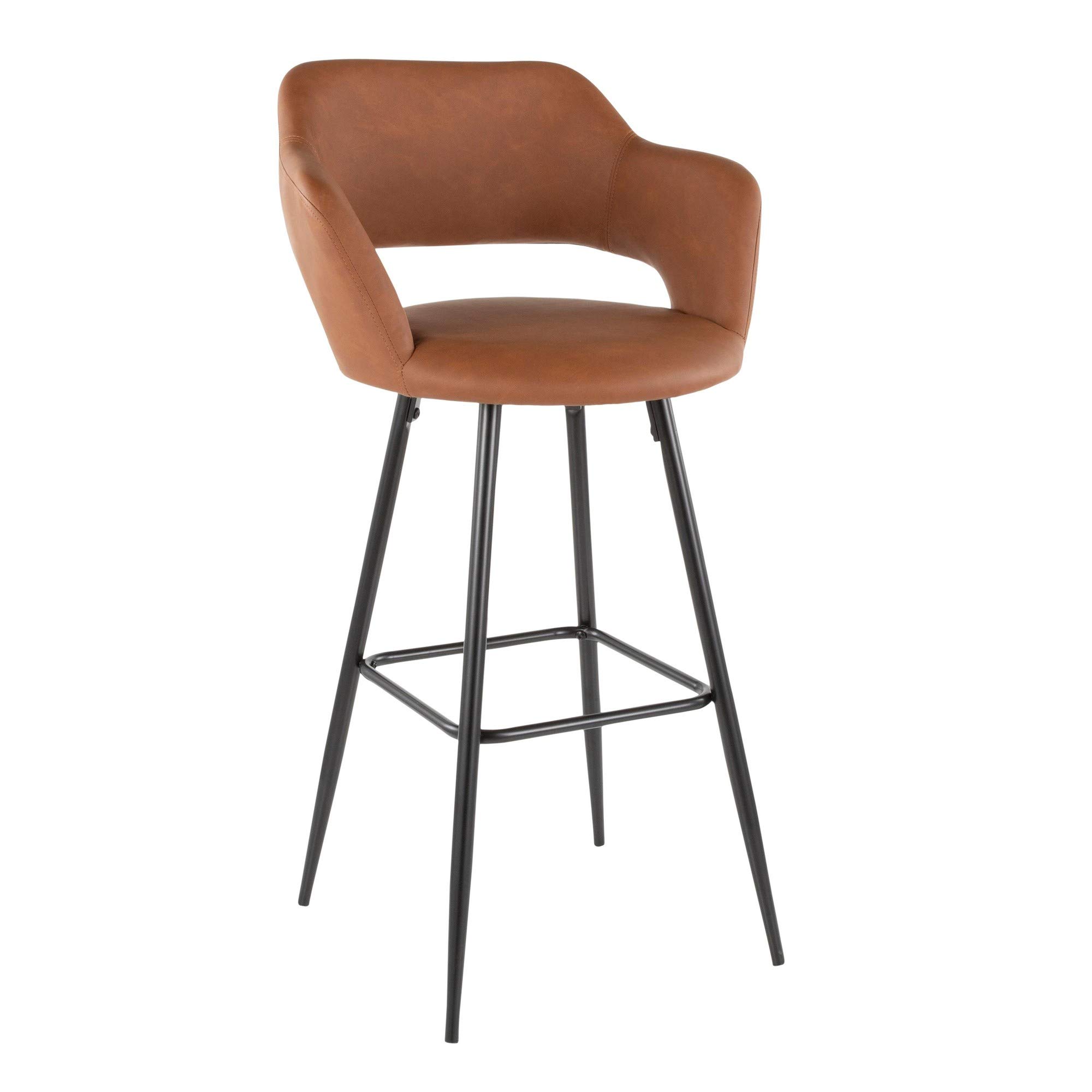 LumiSource Margarite Bar Stool Set of 2 - Modern Black Bar Chairs for Kitchen Island, Breakfast Nook & Home Bar - Adjustable Height Counter Stools for Dining & Entertaining