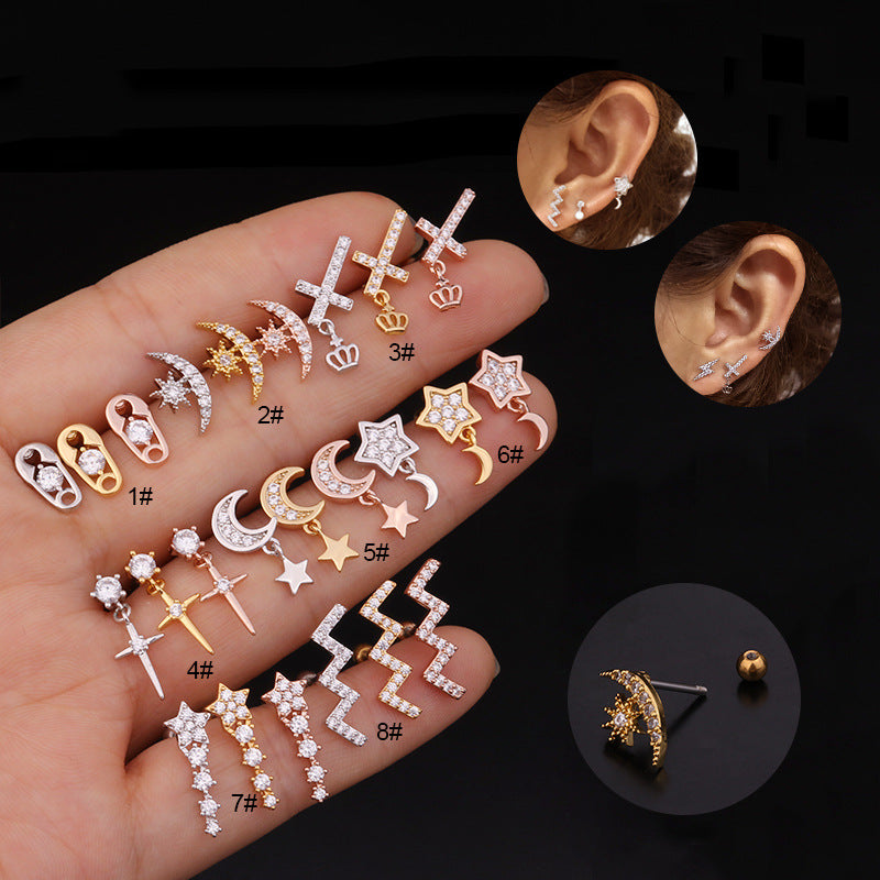 20G Cartilage Tiny Stud Earrings - Surgical Steel Celestial Star Earrings for Women | Hypoallergenic Piercing Jewelry | Perfect for Daily Wear, Parties & Gifts