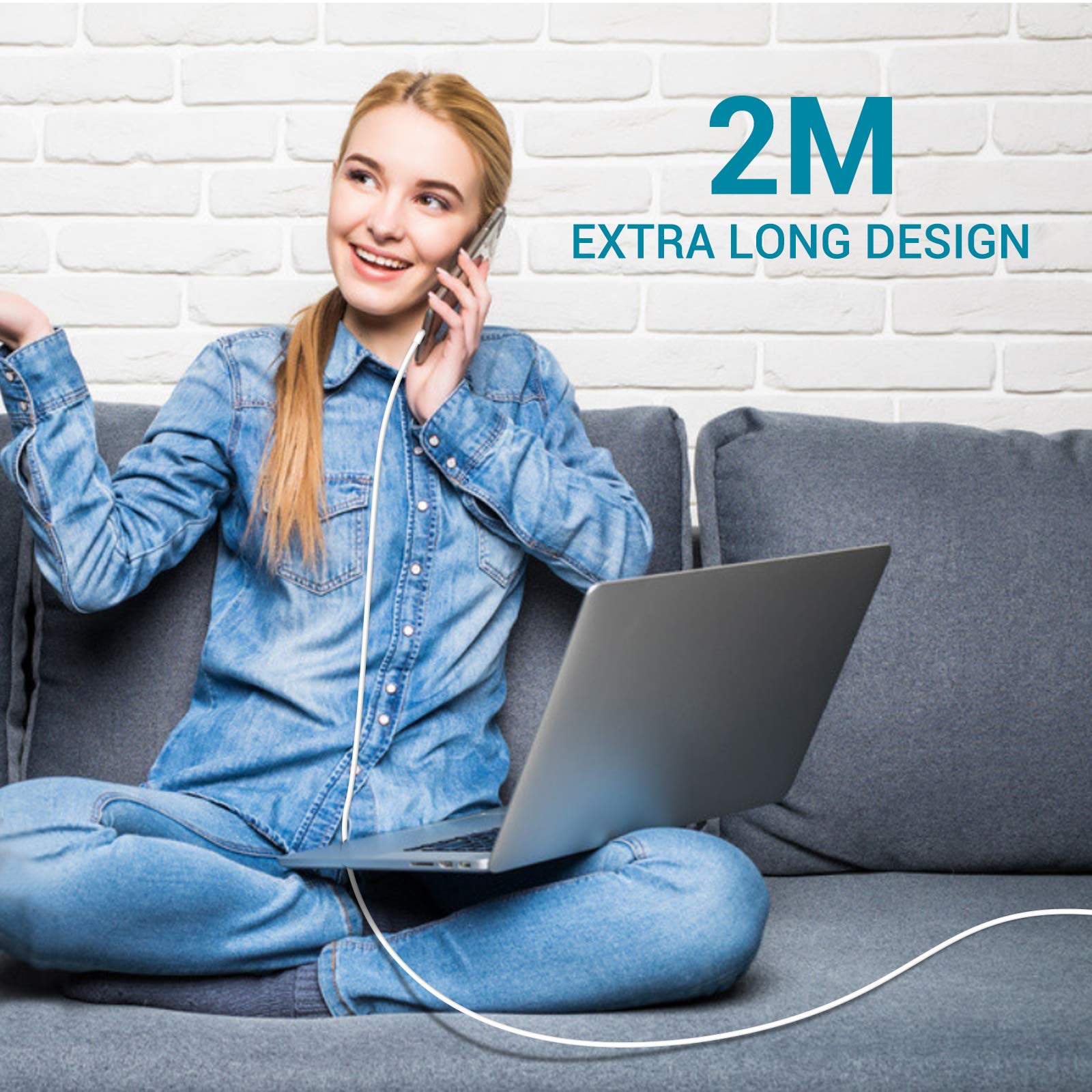 GlobaLink MFi Certified USB C to Lightning Cable 3-Pack (2m) - Fast Charging Cable for iPhone 14/13/12/11/X/8 & AirPods Pro - Durable Type C to Lightning Cable for Home, Office & Travel Charging