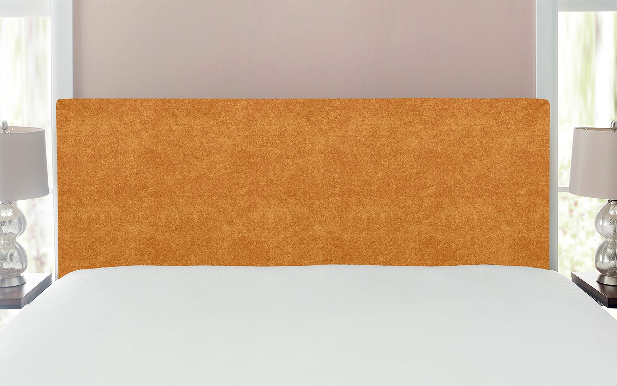Ambesonne Faux Suede Headboard - Digitally Printed Grunge Texture Upholstered Metal Bed Headboard with Memory Foam | Full Size Orange Accent Furniture for Dorm, Bedroom & Home Decor | Perfect for Modern, Bohemian & College Room Styles