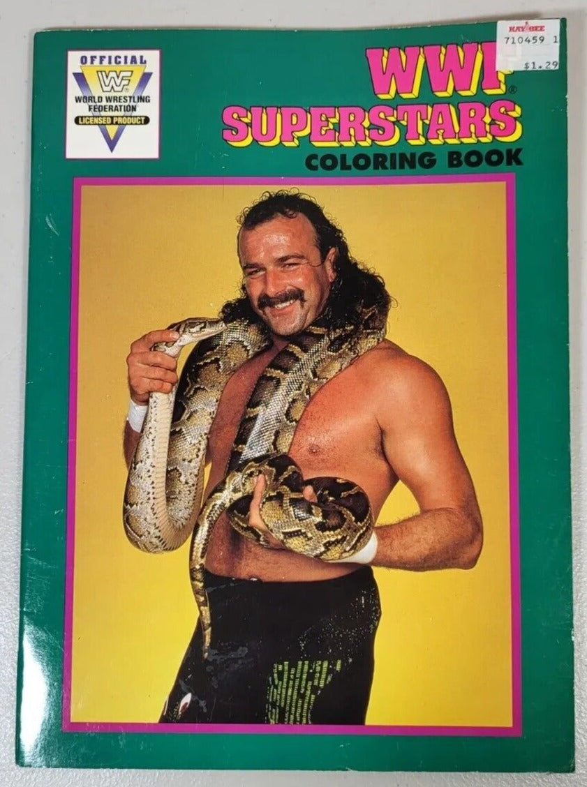1991 WWF Superstars Jake The Snake Roberts Coloring Book - Vintage Wrestling Collectible for Kids & Adults - Perfect for Relaxation, Gifts & Fan Memorabilia