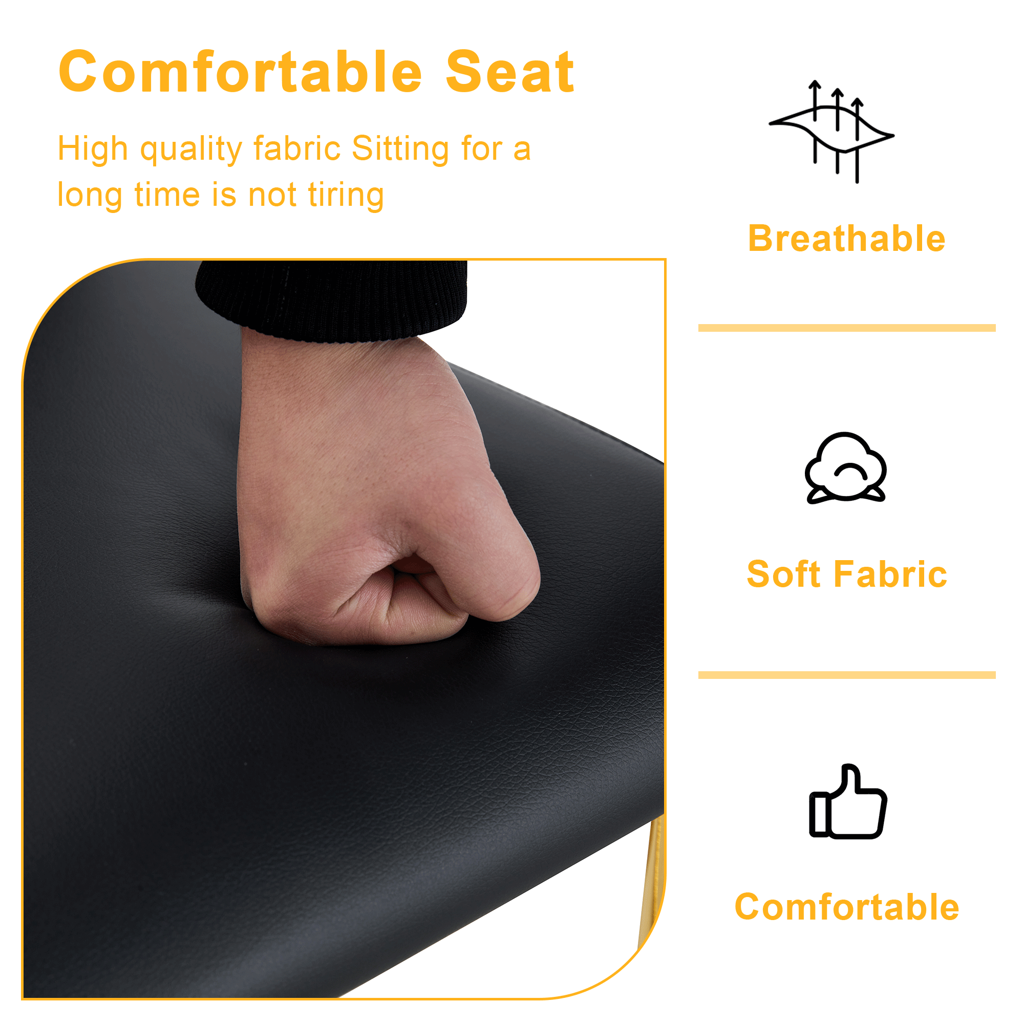 Modern Black PU Dining Chairs Set of 4 - Waterproof Faux Leather Upholstery with Gold Metal Legs - Stylish for Kitchen, Restaurant, Office & Conference Room - Elegant Seating Solution for Home & Commercial Use