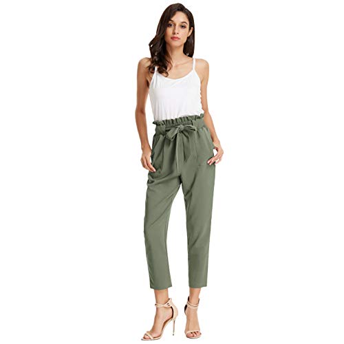 GRACE KARIN Women's High Waisted Paper Bag Pants - Slim Fit Office Pencil Pants for Work & Casual Wear | Perfect for Business Attire, Date Night & Everyday Outfits