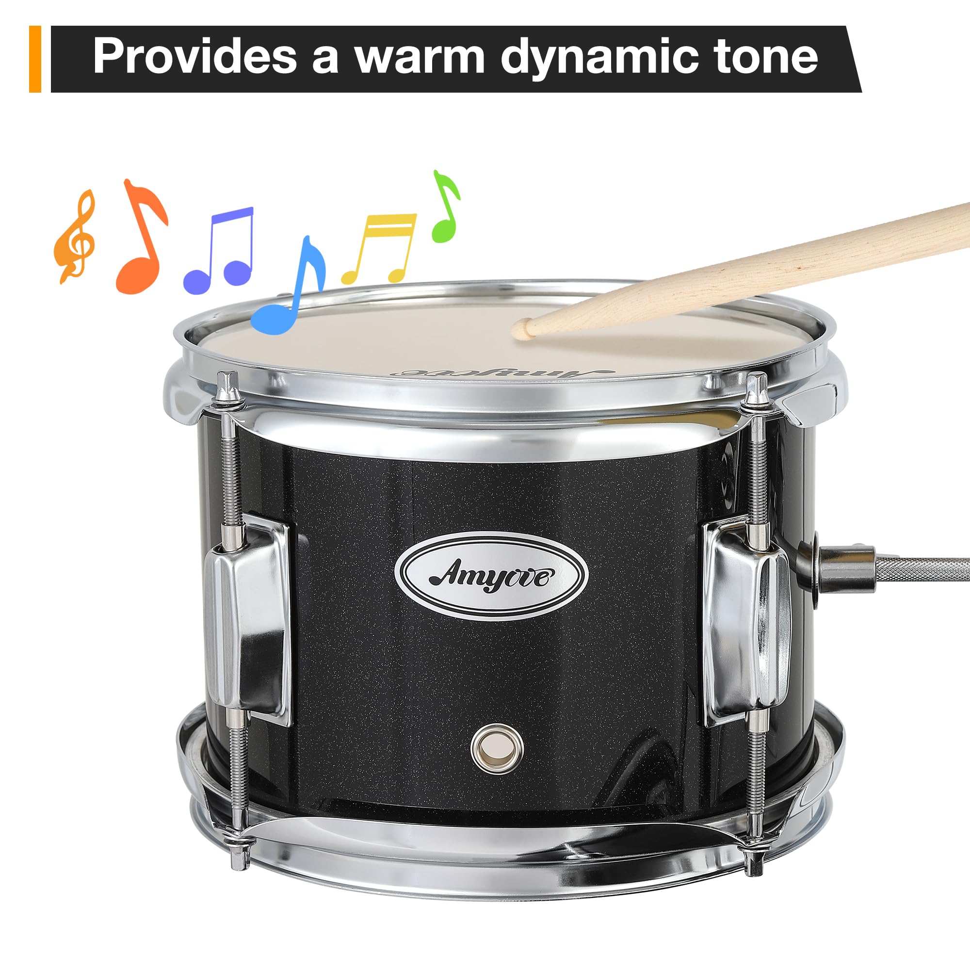 3-Piece Junior Drum Set with Cymbal, Tom, Bass Drum, Drumsticks, Pedal & Stool - Complete Beginner Drum Kit for Kids & Teens - Perfect for Home Practice, Music Lessons & Rock Band Performances (Black)