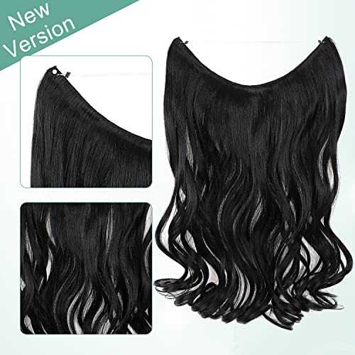 Premium Curly Synthetic Invisible Wire Hair Extensions - Seamless Clip-In Extensions for Volume & Length - Perfect for Parties, Weddings & Everyday Styling