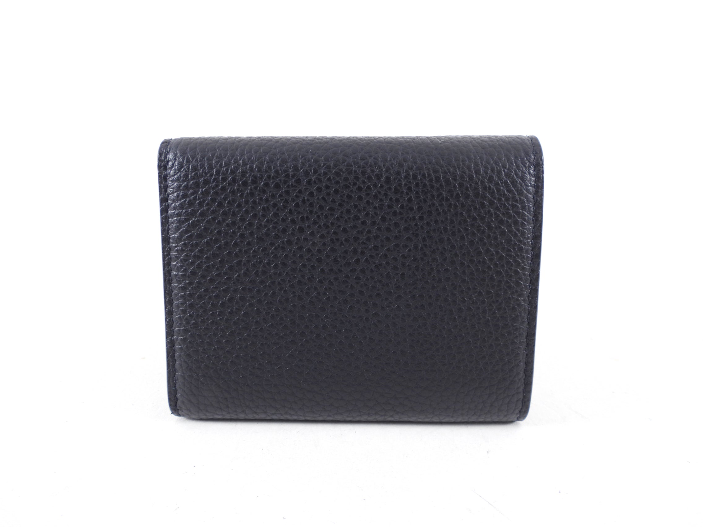 Christian Dior CD Icon Black Grained Leather Trifold Compact Wallet for Women - Luxury Designer Wallet for Everyday Use, Travel & Gifts