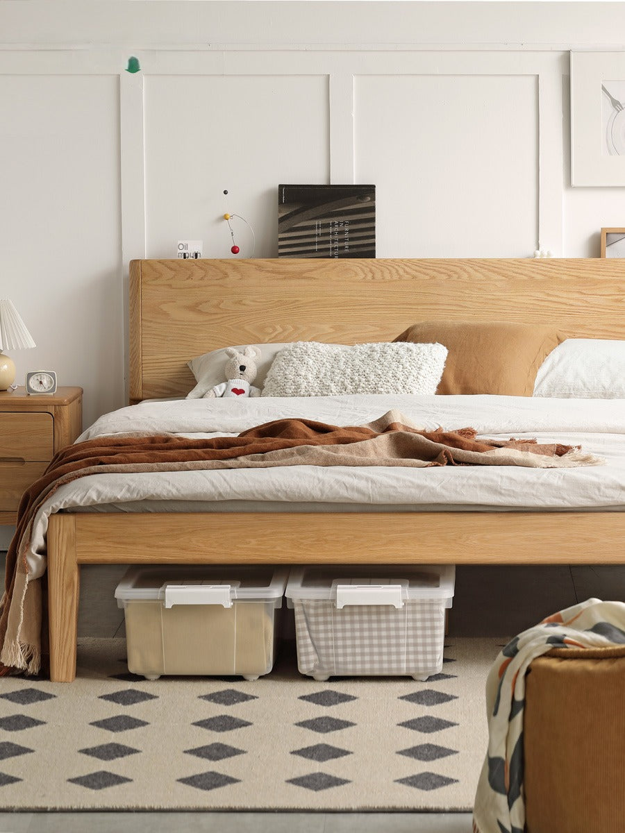 Solid Oak Wood LED Bed Frame with Built-in Lighting - Perfect for Modern Bedrooms, Guest Rooms, and Cozy Home Decor