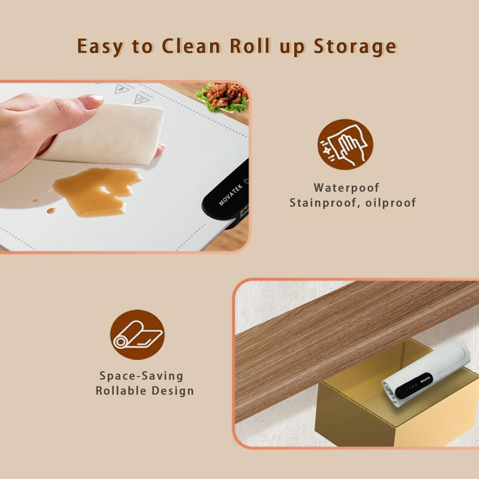 Electric Food Warming Mat - 9 Adjustable Temperature Settings, Fast Heating Pad with Auto-Off Timer, Portable Silicone Warmer for Buffets, Parties & Home Use | Keep Meals Warm at Dining Tables, Office Desks & Outdoor Gatherings