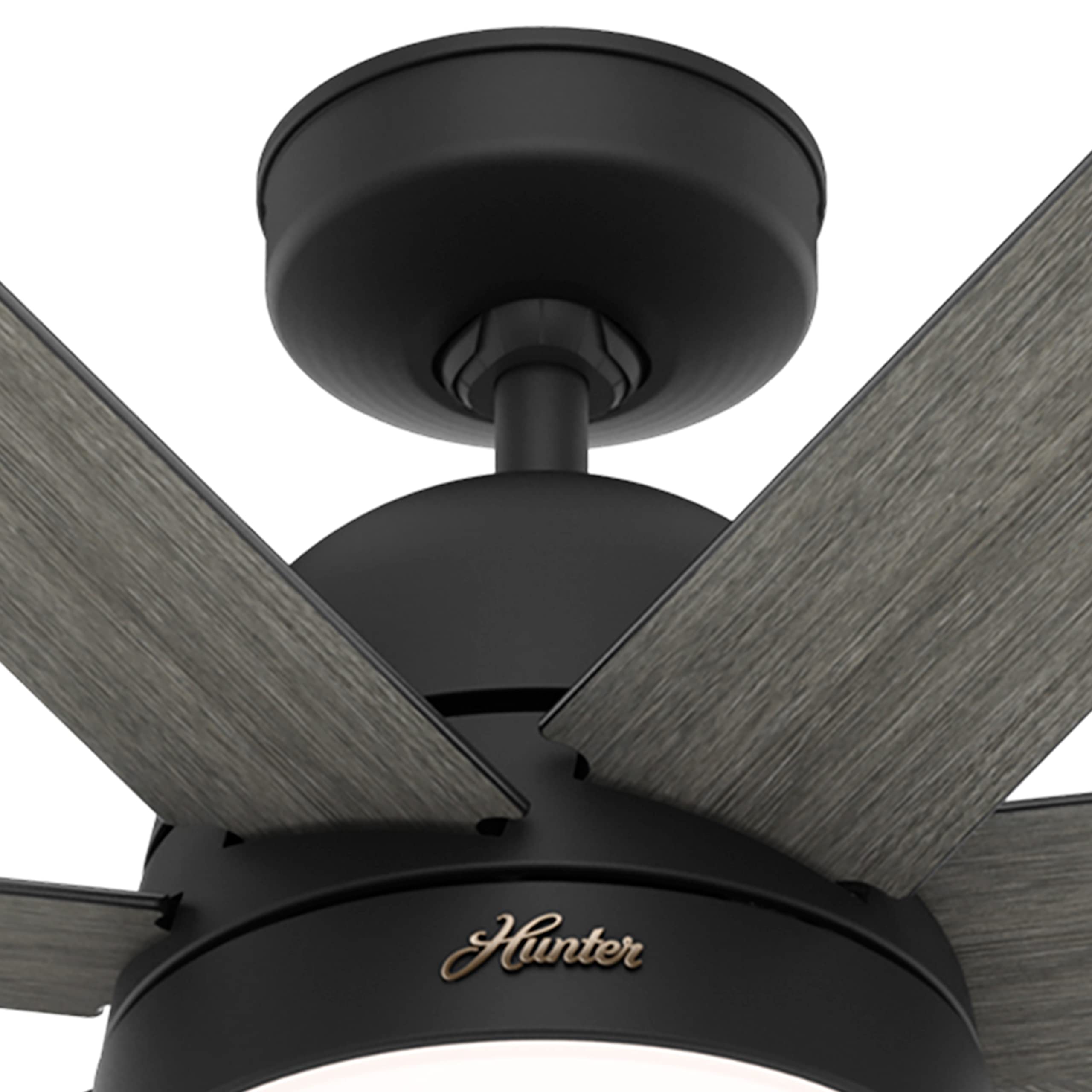 Hunter Fan 70 Inch Matte Black Ceiling Fan with LED Light Kit - Indoor Cooling Fan for Living Room, Bedroom, Office - Energy Efficient & Quiet Operation (Renewed)