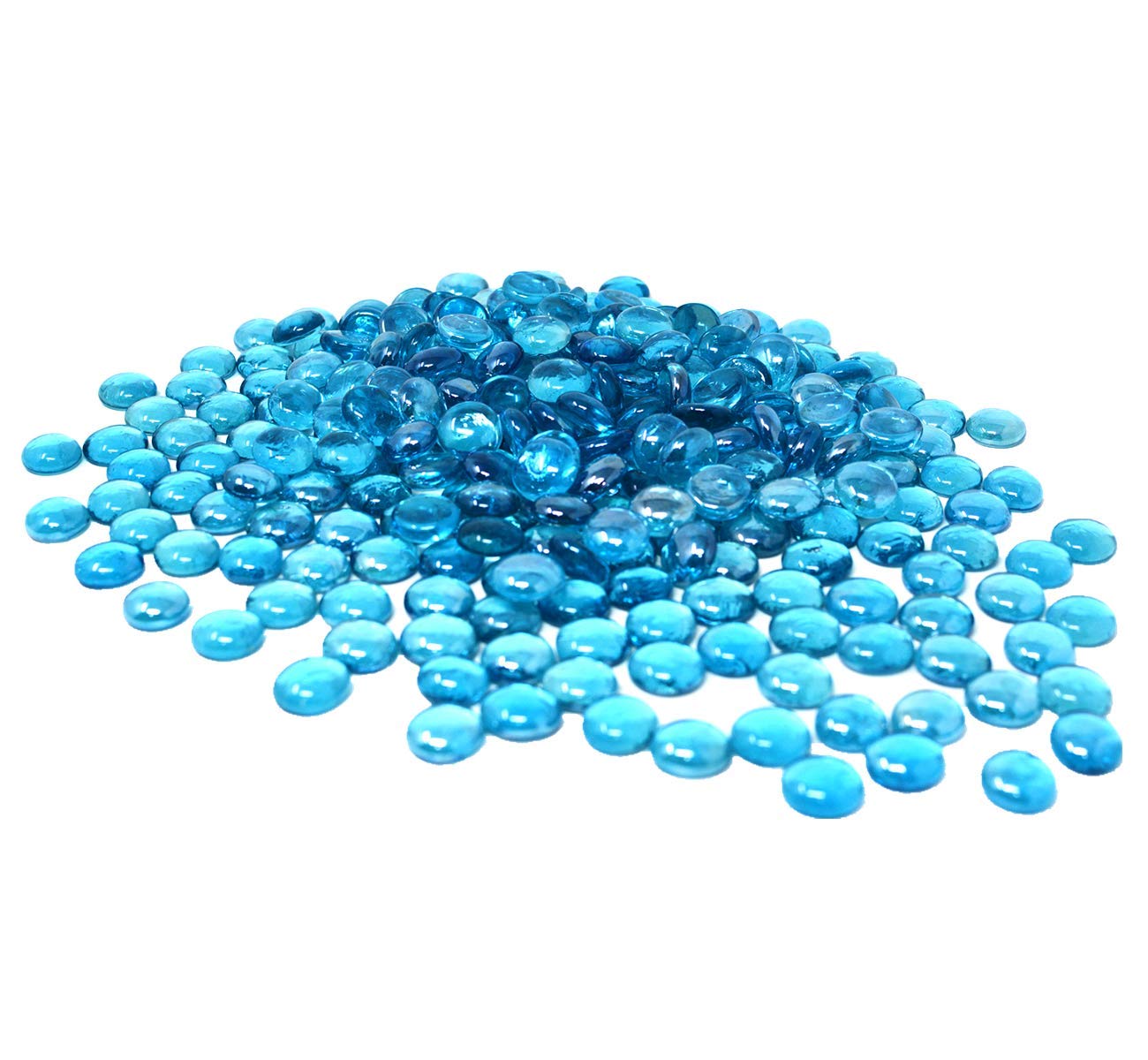 TSY TOOL 300PCS Flat Glass Marbles - 3 Lb Ocean Blue Vase Fillers, Aquarium Decor & Craft Supplies for DIY Projects, Home Decor, Wedding Centerpieces