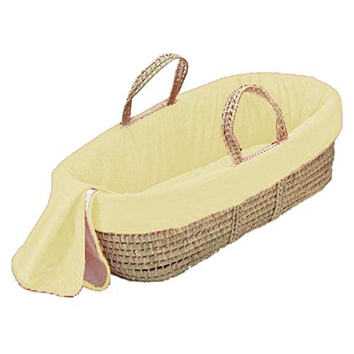 Yellow Solid Color Moses Basket for Newborns - Portable Baby Bassinet for Nursery, Travel & Home Use