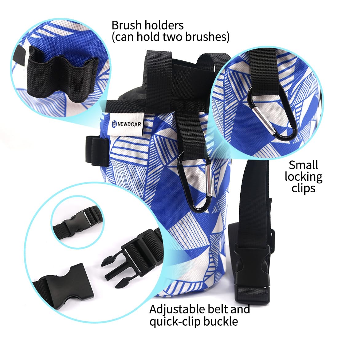 NewDoar Chalk Bag for Rock Climbing & Bouldering - Quick-Clip Belt, 2 Large Zippered Pockets - Durable Chalk Bucket for Indoor/Outdoor Climbing Gyms, Crag & Training - Essential Rock Climbing Gear & Equipment