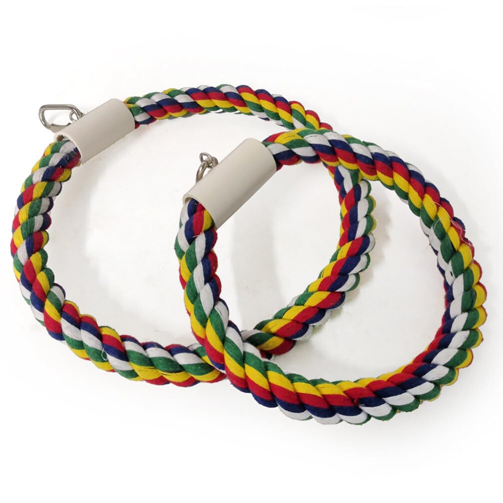 Balacoo Parrot Toys - Bird Cage Climbing & Biting Toys for Conures, Parakeets, Long Tail Birds - Cotton Rope Swing & Bungee Cord Accessories - Perfect for Playtime & Exercise in Bird Cages