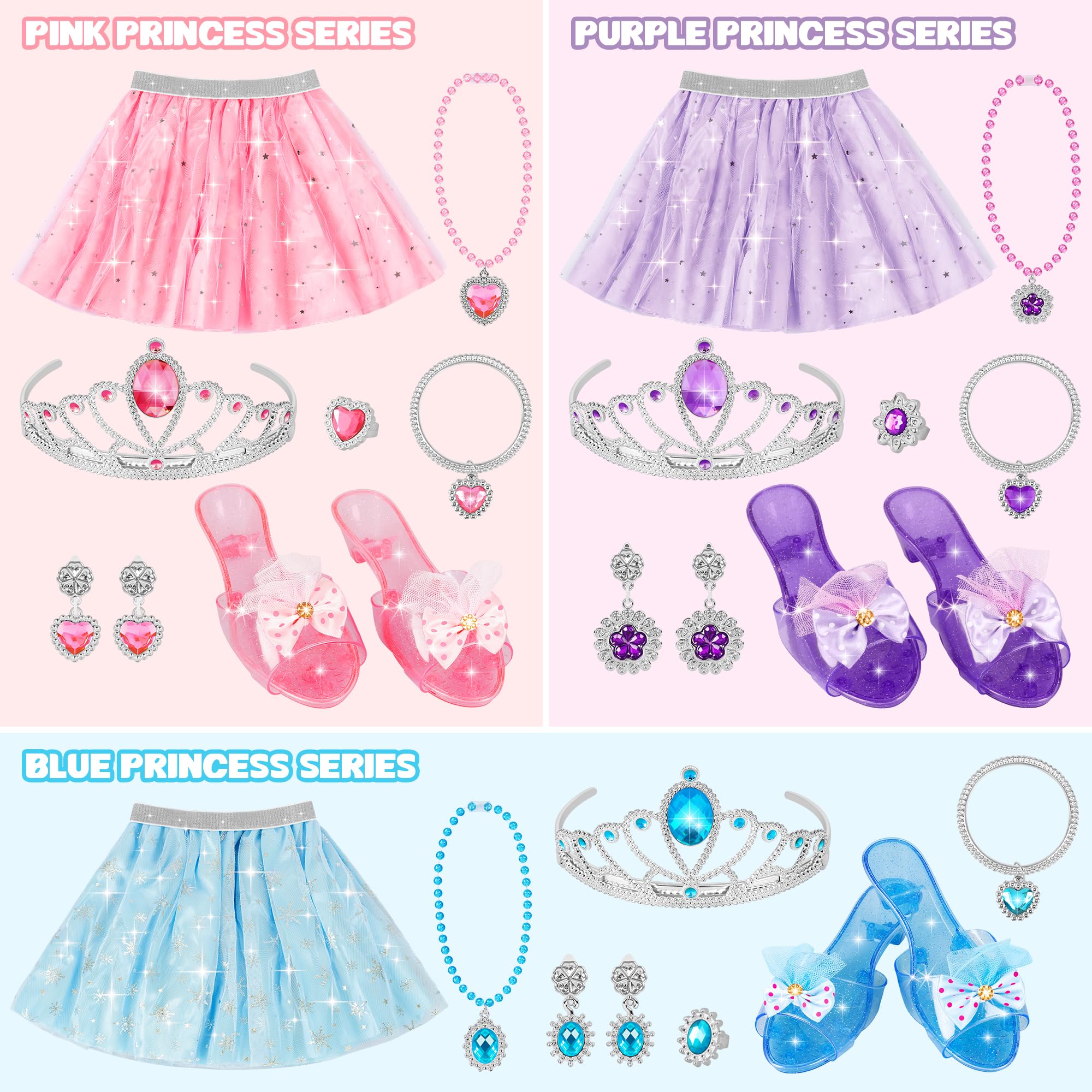 Princess Dress Up Set with Jewelry - Role Play Costume & Accessories for Girls Ages 3-6 | Perfect for Birthday Parties, Dress Up Play & Pretend Games