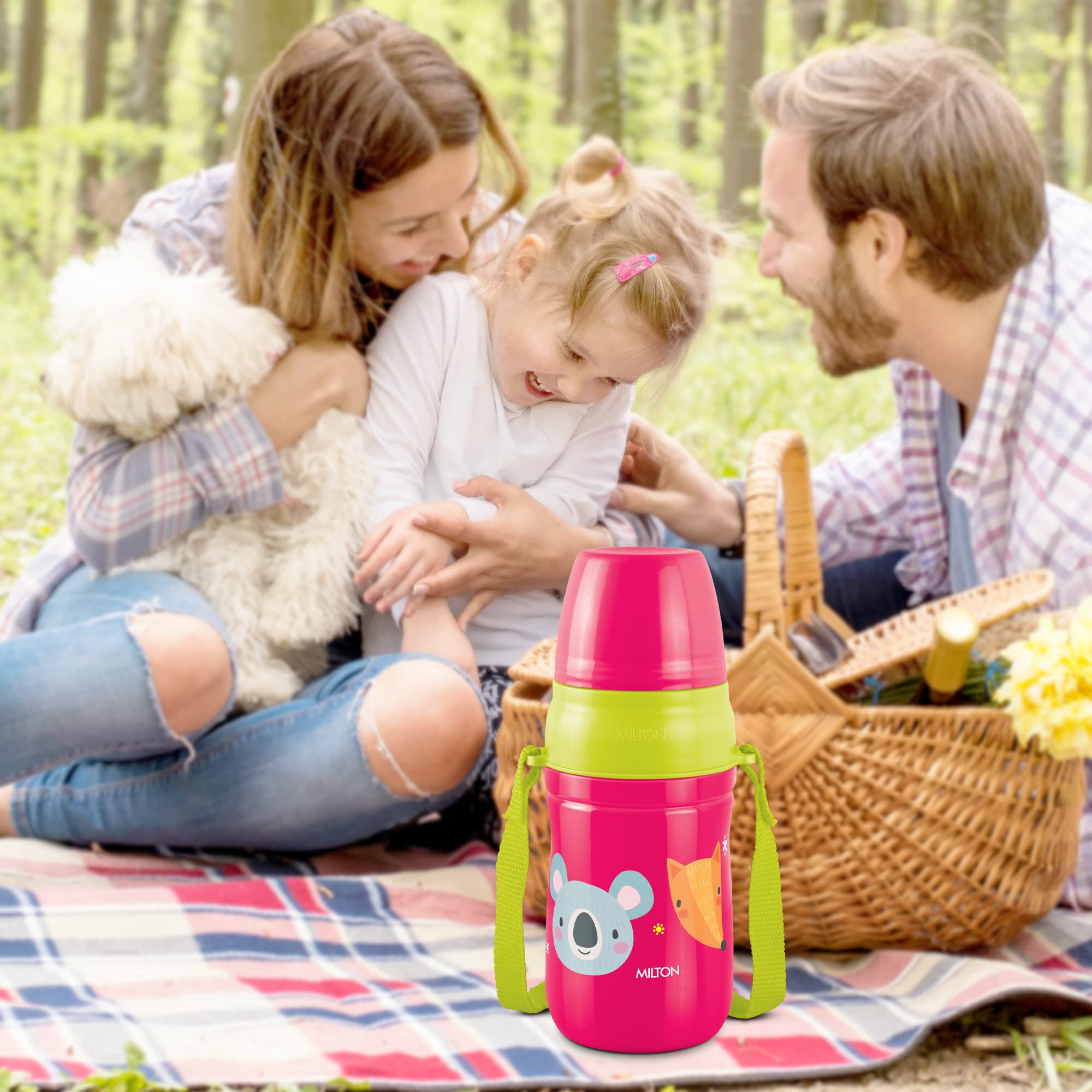 Milton Kool Cheer 400 Kids Insulated Water Bottle with Straw - 390ml, BPA Free, Leak Proof, Food Grade Plastic - Perfect for School, Picnics, Sports & Outdoor Activities (Red)