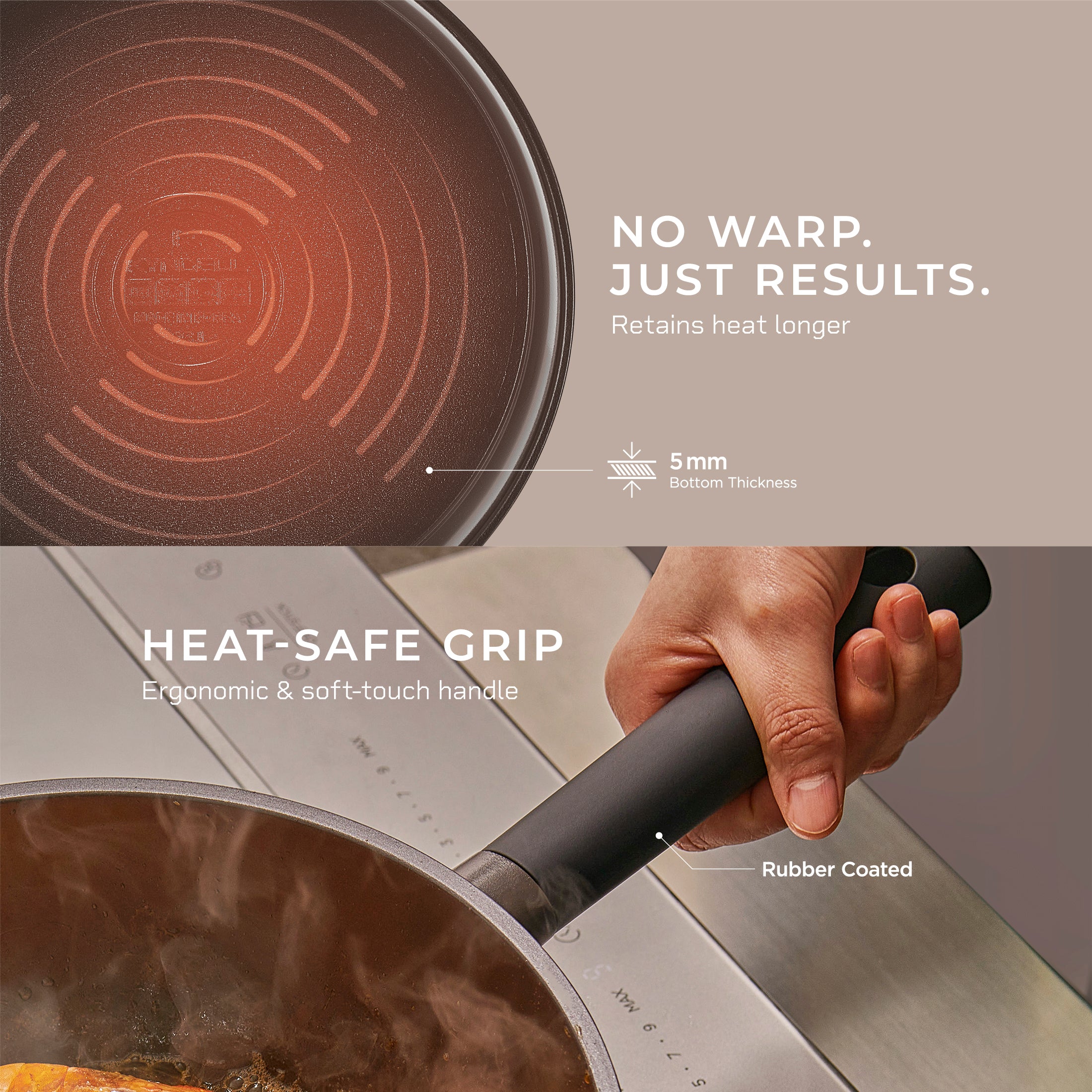 11 Inch Kyndell Nonstick Ceramic Wok Pan - Induction Compatible Skillet with Glass Lid (COP B2810HGB) - Perfect for Stir-Frying, Sauteing & Asian Cooking