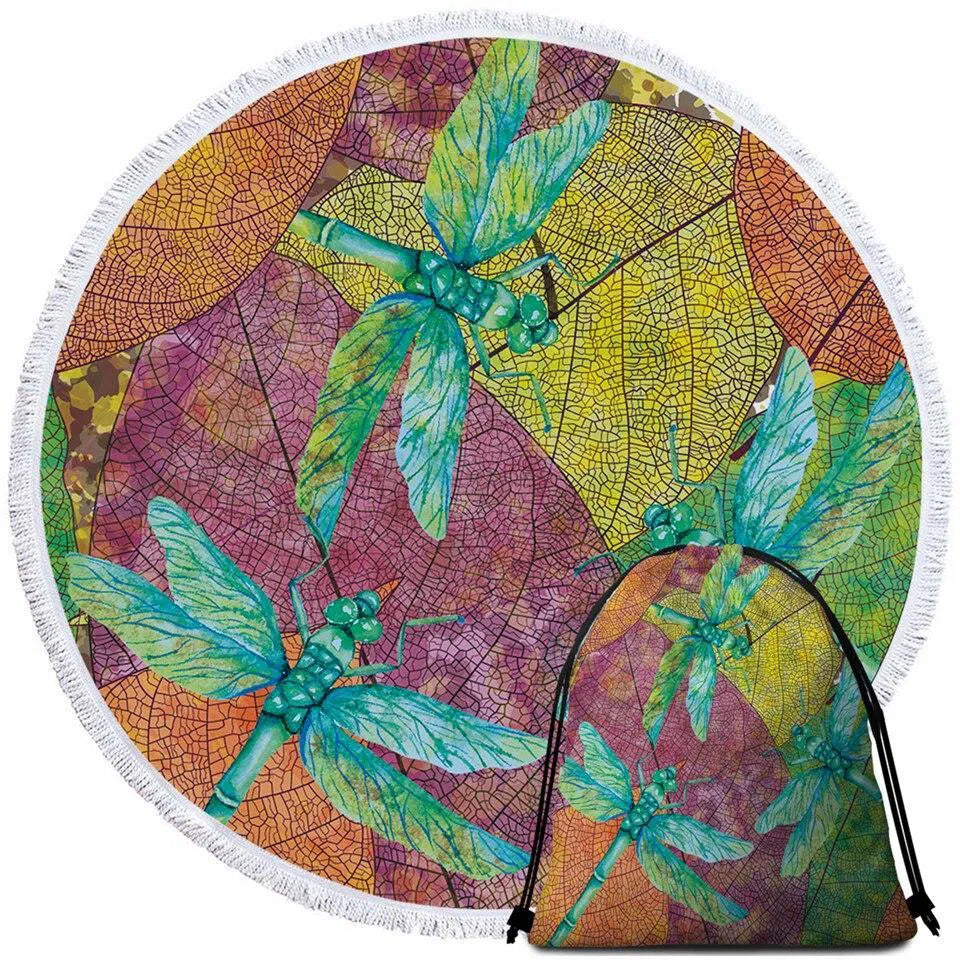 Dragonflies Dancing Microfiber Quick-Dry Towel with Matching Backpack - Perfect for Beach, Pool, Gym & Travel Accessories