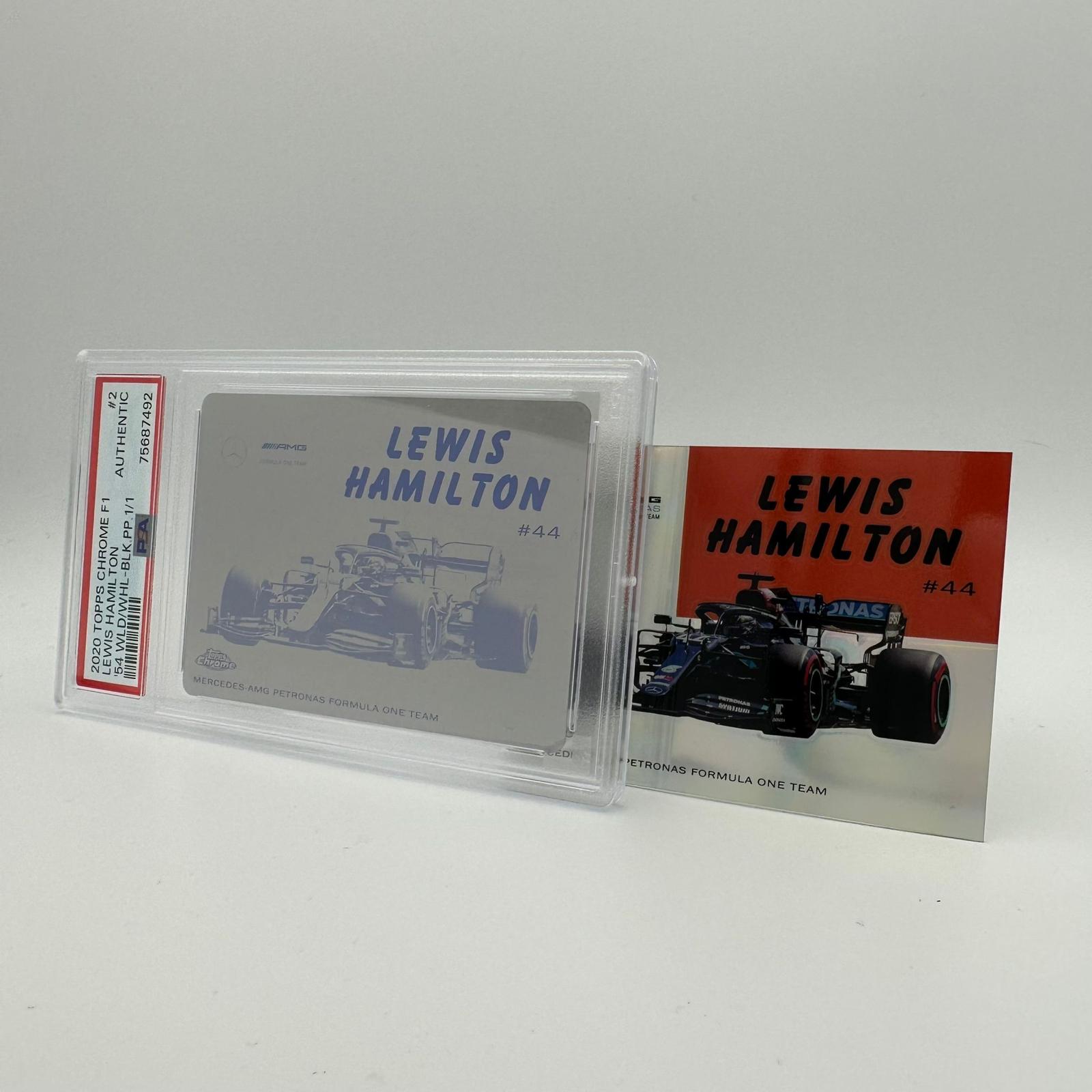 PSA Authentic 1/1 Lewis Hamilton #54W 2 Black Printing Plate Chrome 2020 - Rare Collectible for F1 Fans & Memorabilia Display